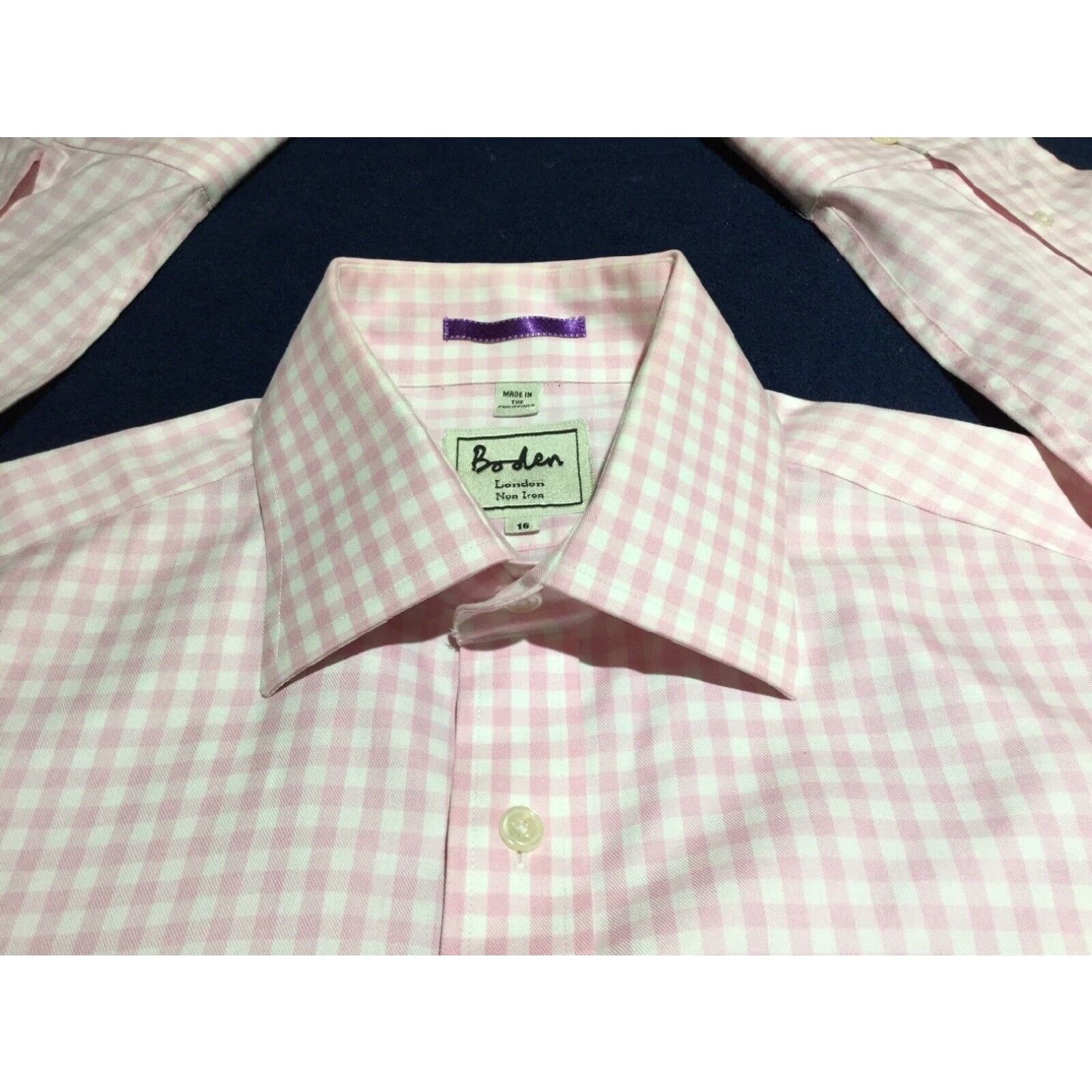 Pinko Mens Pink White Plaid Dress Shirt 16 Long Sleeve Multicolor Regular L Size 42R - 3 Thumbnail