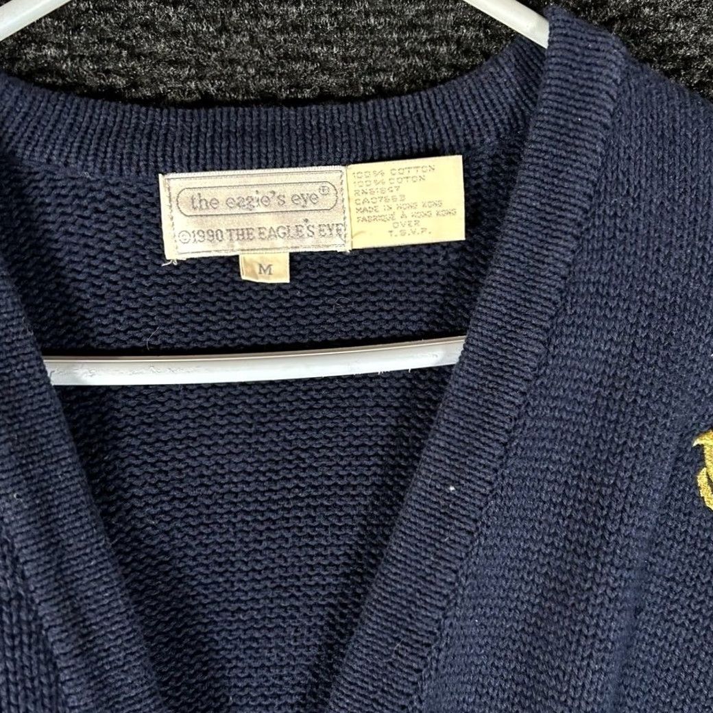 Anchor Blue VINTAGE The Eagle's Eye Navy Blue Anchor Embroidered Cardigan Sweater M 1990s Womens Size M / US 6-8 / IT 42-44 - 2 Thumbnail