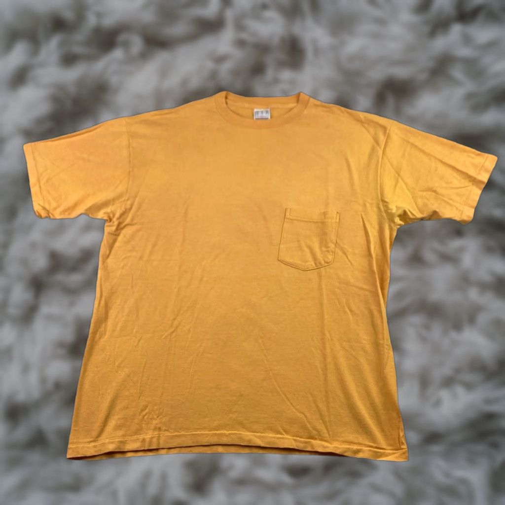VINTAGE Gap Men's Shirt XL Mustard Yellow Single Stitch Pocket 100% Cotton USA Mens