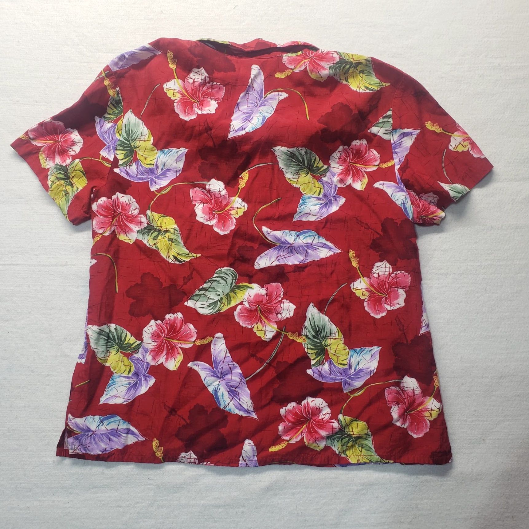 Vintage Rafaella Shirt Floral Button-Up Short Sleeve Women L Red Rayon Adult Womens Shirt Size L / US 10 / IT 46 - 6 Thumbnail