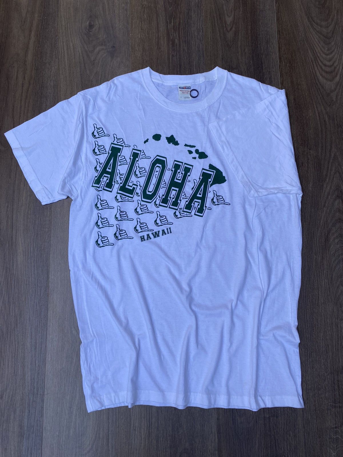 image of Hawaiian Shirt x Tee Shirt Aloha Hawai in White, Men's (Size Large)