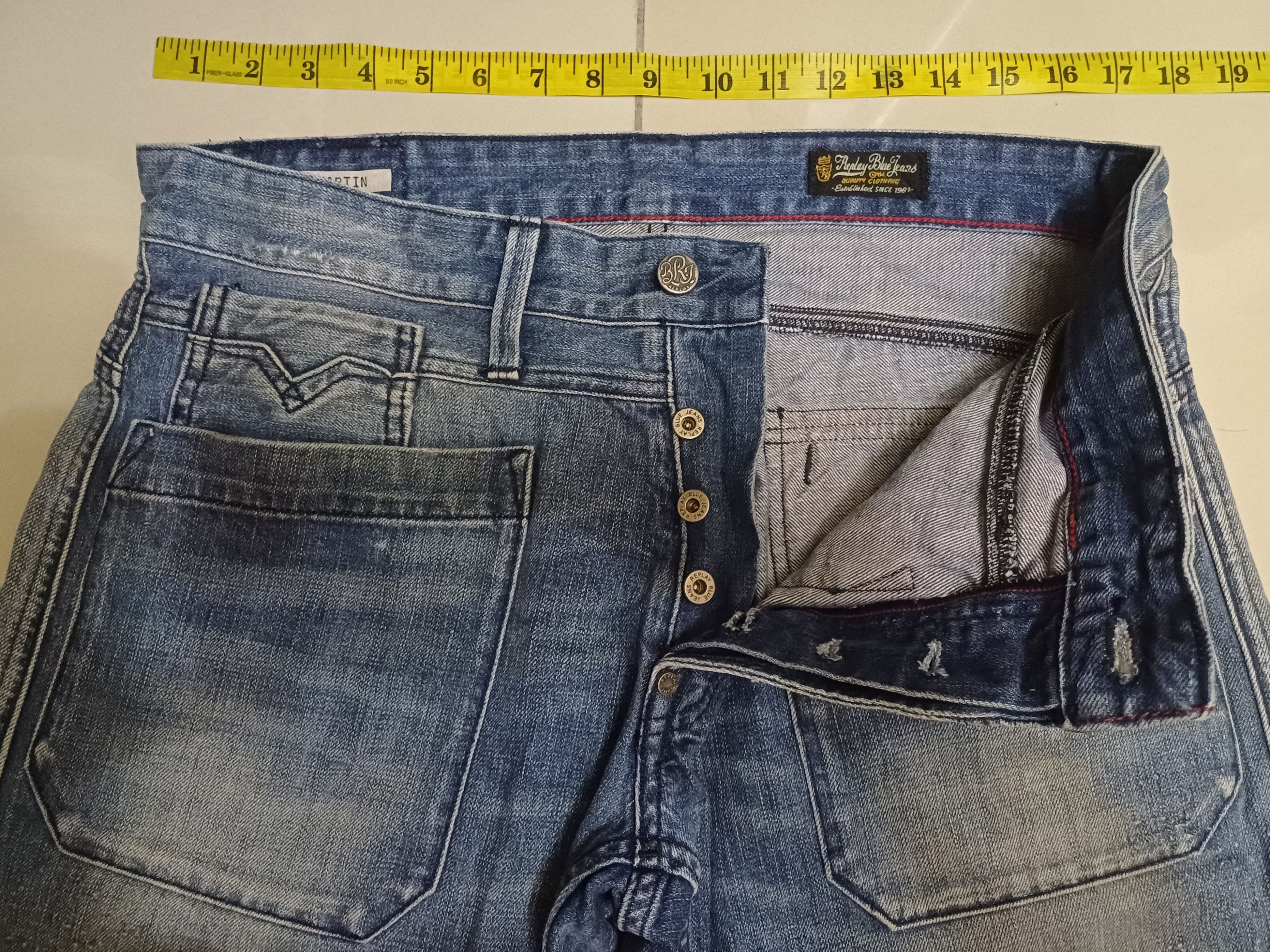 Replay Crazy Distressed Replay .. buttonfly jeans Size US 33 - 8 Thumbnail