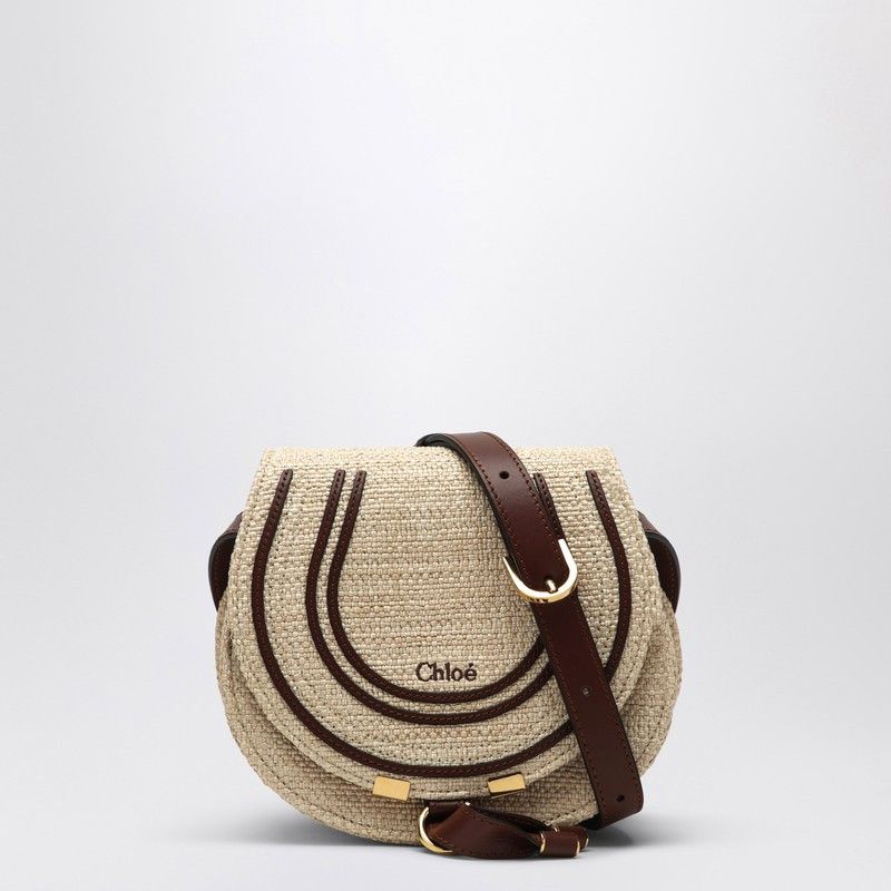 Chloe Small Saddle Marcie Bag In Raffia Effect, Women's