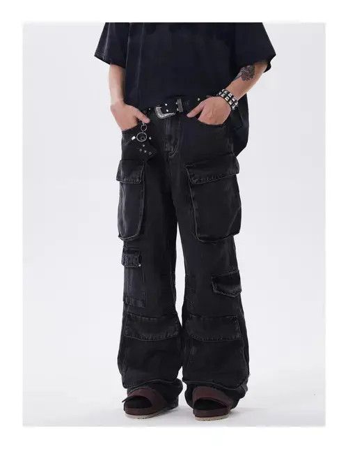 Jean Baggy Cargo Black Denim Jeans Size US 30 / EU 46 - 2 Thumbnail