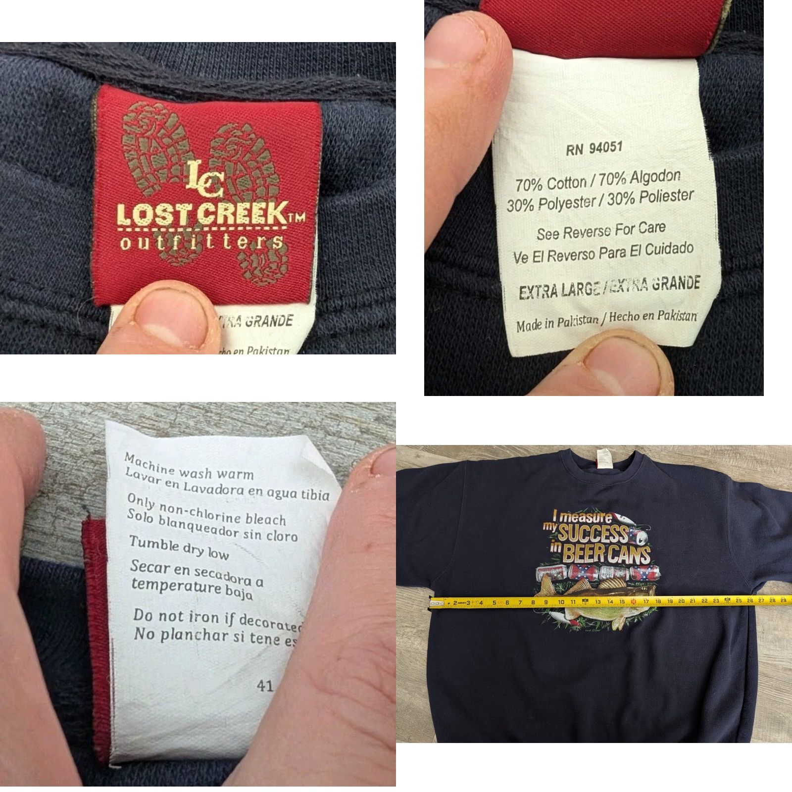 Vintage VINTAGE Lost Creek Outfitters Crew Sweatshirt Mens XL Blue Graphic Print Fisherman Beer Can 90s Y2K Fishing Size US XL / EU 56 / 4 - 8 Thumbnail