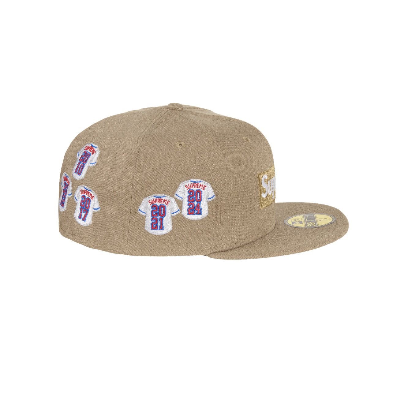Supreme Supreme Jersey Box Logo New Era Fitted Hat Khaki Size 7 1/2 Size ONE SIZE - 3 Thumbnail