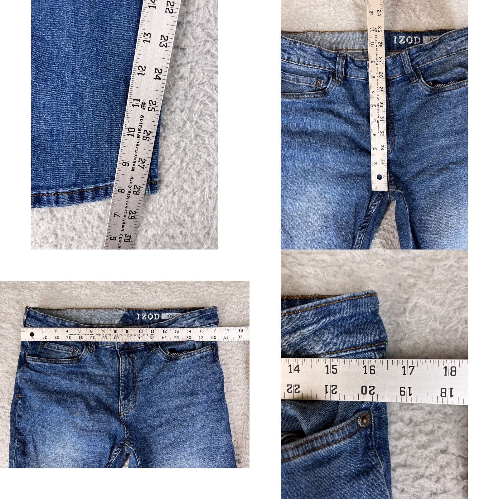 Izod IZOD Women Jeans Blue Denim 10 Pants Slim Straight Fit Mid Rise 28in Inseam 5-Pocket Stretch Size 32" / US 10 / IT 46 - 8 Thumbnail