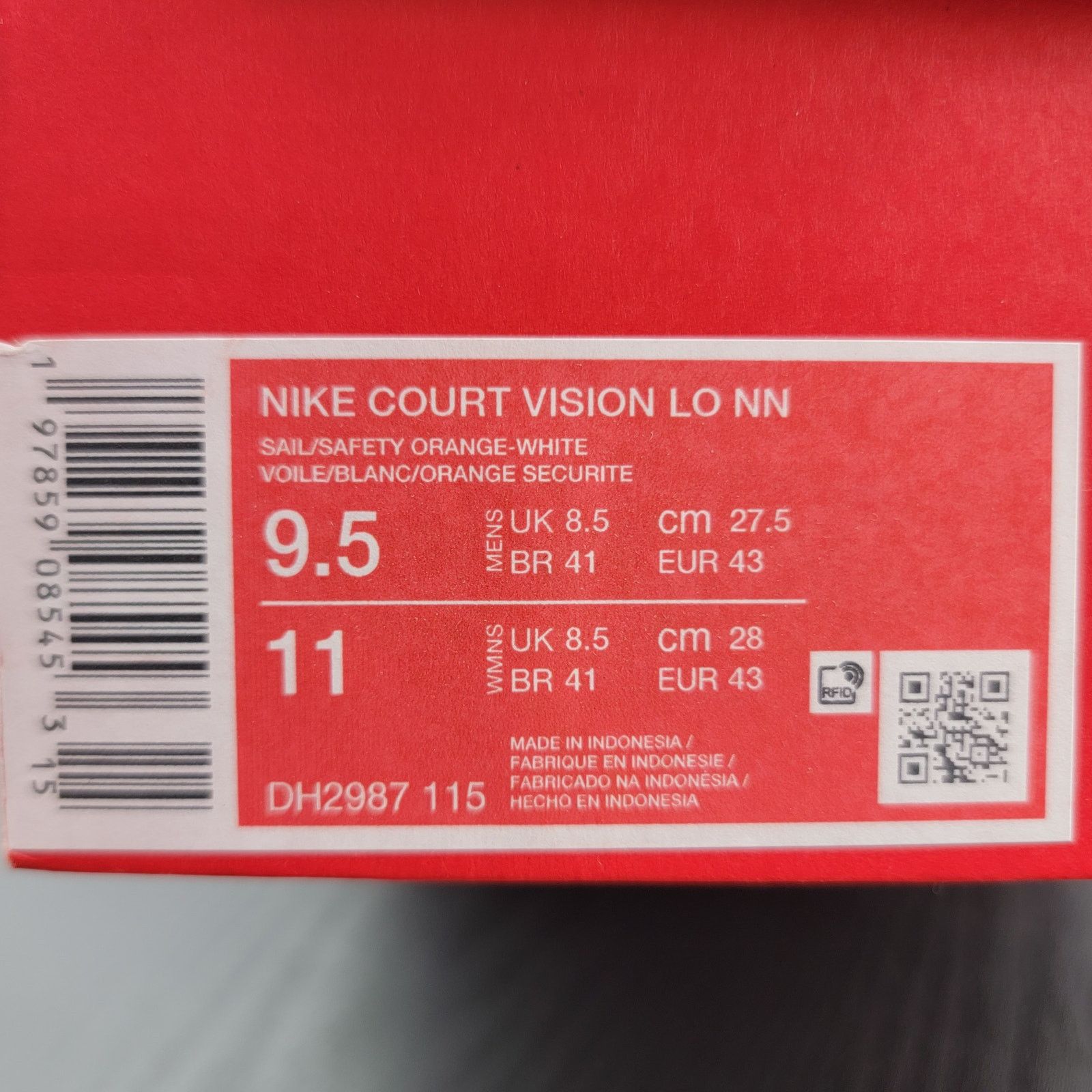 Nike Nike Court Vision Low 'Sail Safety Orange' - Men's 9.5 Size US 9.5 / EU 42-43 - 10 Thumbnail