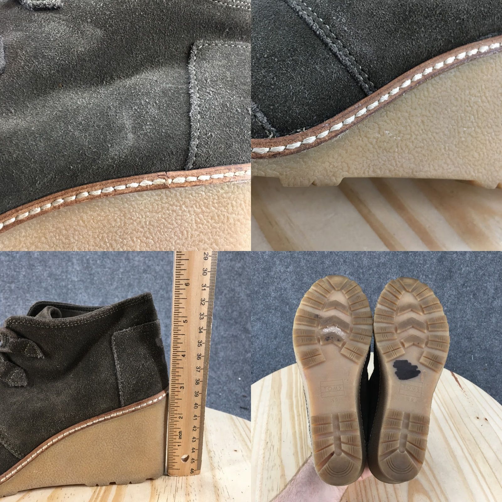 Toms TOMS Boots Desert Wedge Ankle Bootie Womens 9 Olive Green Suede Leather Casual Shoes Flat Heel Mid 2-3/4 in Green Womens Shoes Size US 9 / IT 39 - 8 Thumbnail