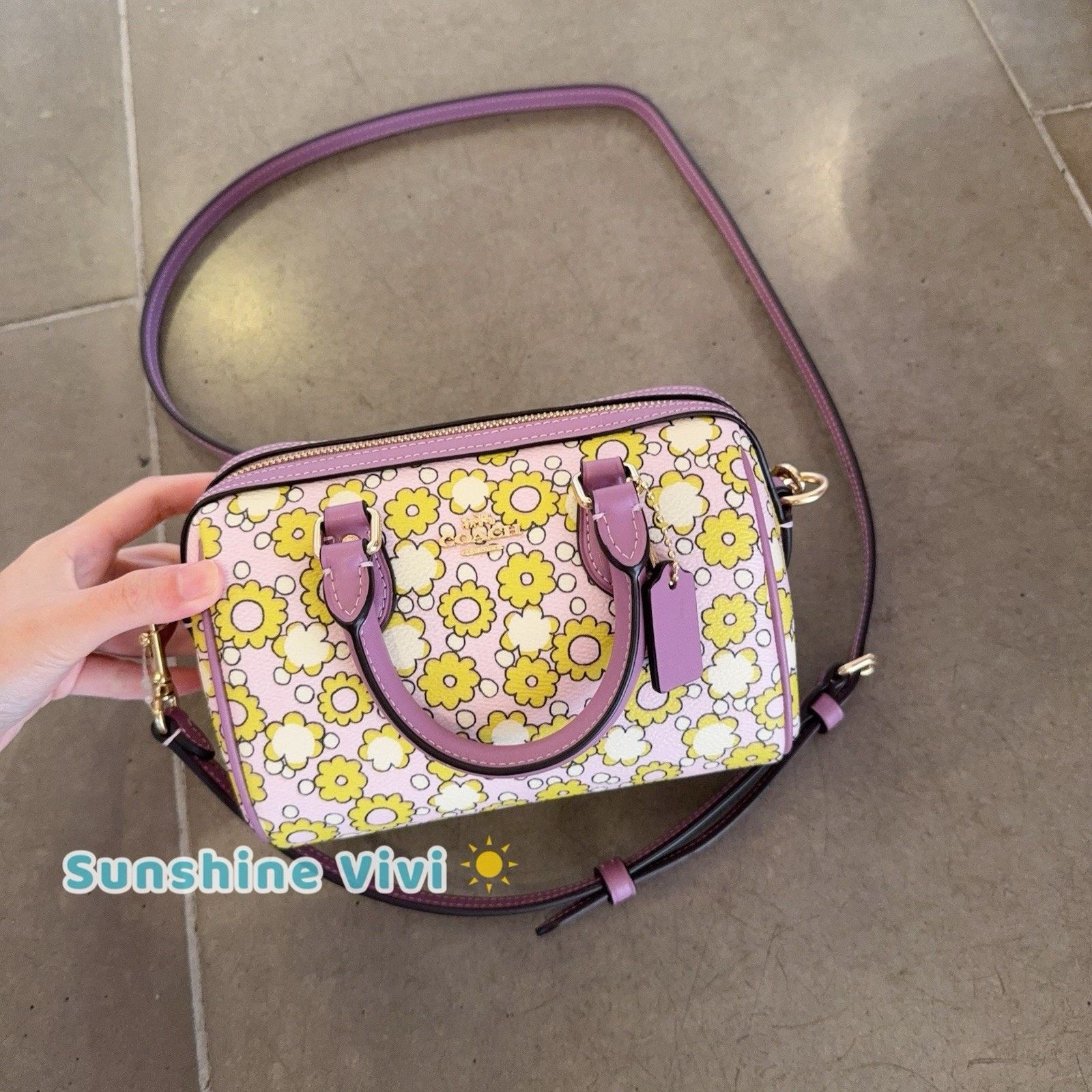 Coach NWT COACH CBM69 Mini Rowan Crossbody Bag Floral Print Lilac Size ONE SIZE - 2 Thumbnail