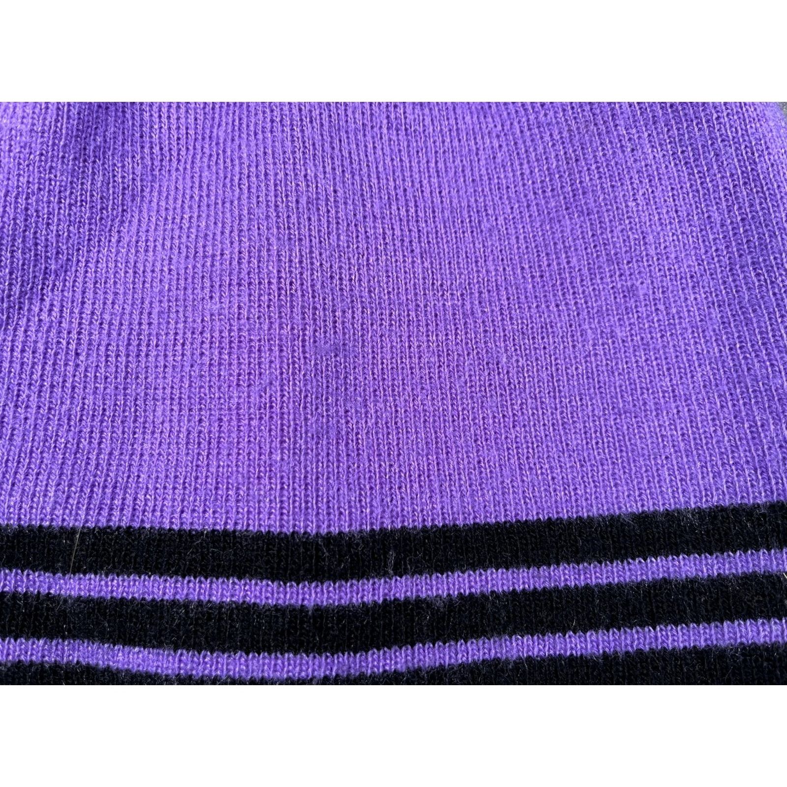 Vintage Knit Hat Beanie Unisex One Size Purple Striped Stretch Winter Warm Casual Size ONE SIZE - 2 Thumbnail