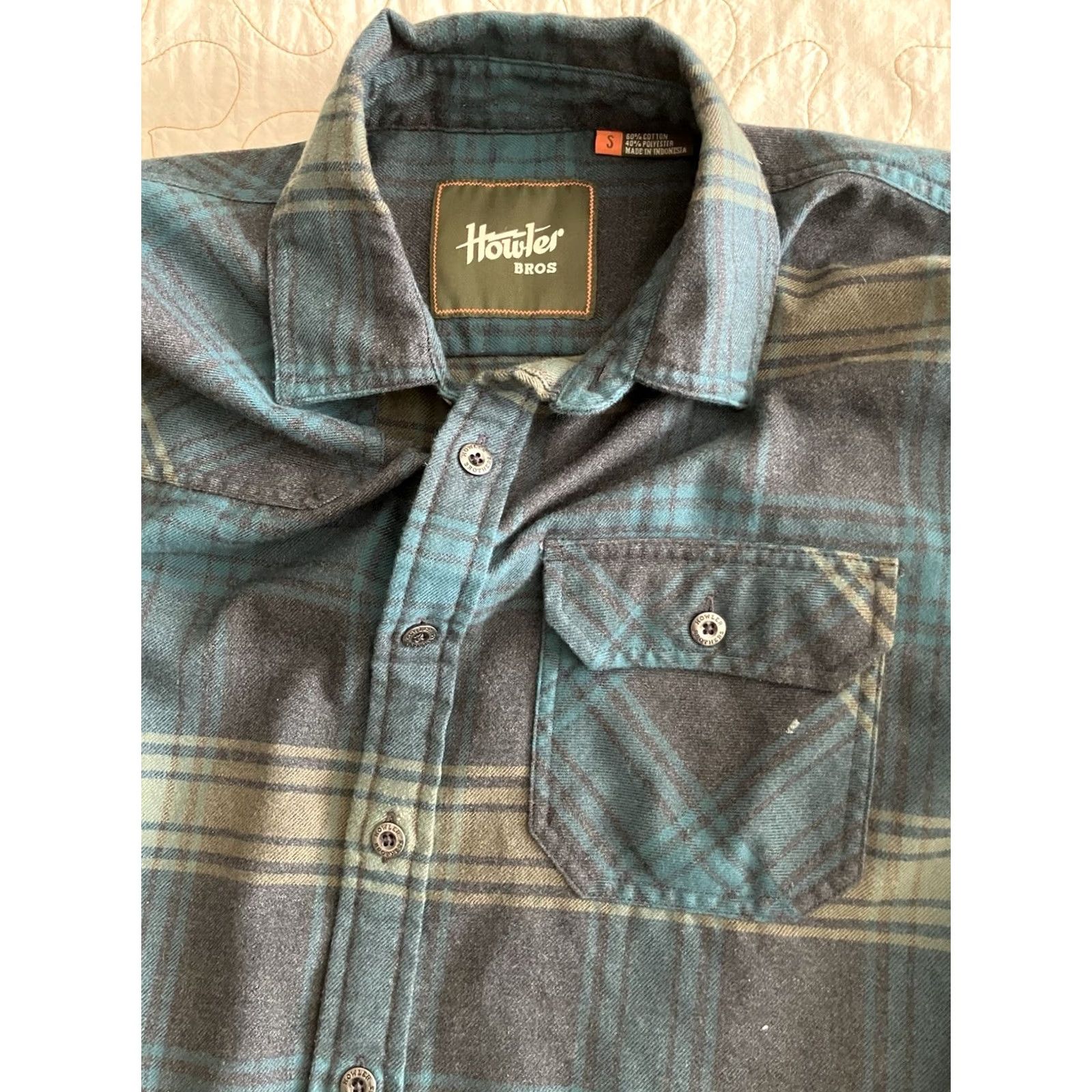Howler Brothers Howler Bros Shirt Mens Small Blue Green Plaid Flannel Button-Down Long Sleeve Shirt Size US S / EU 44-46 / 1 - 2 Thumbnail