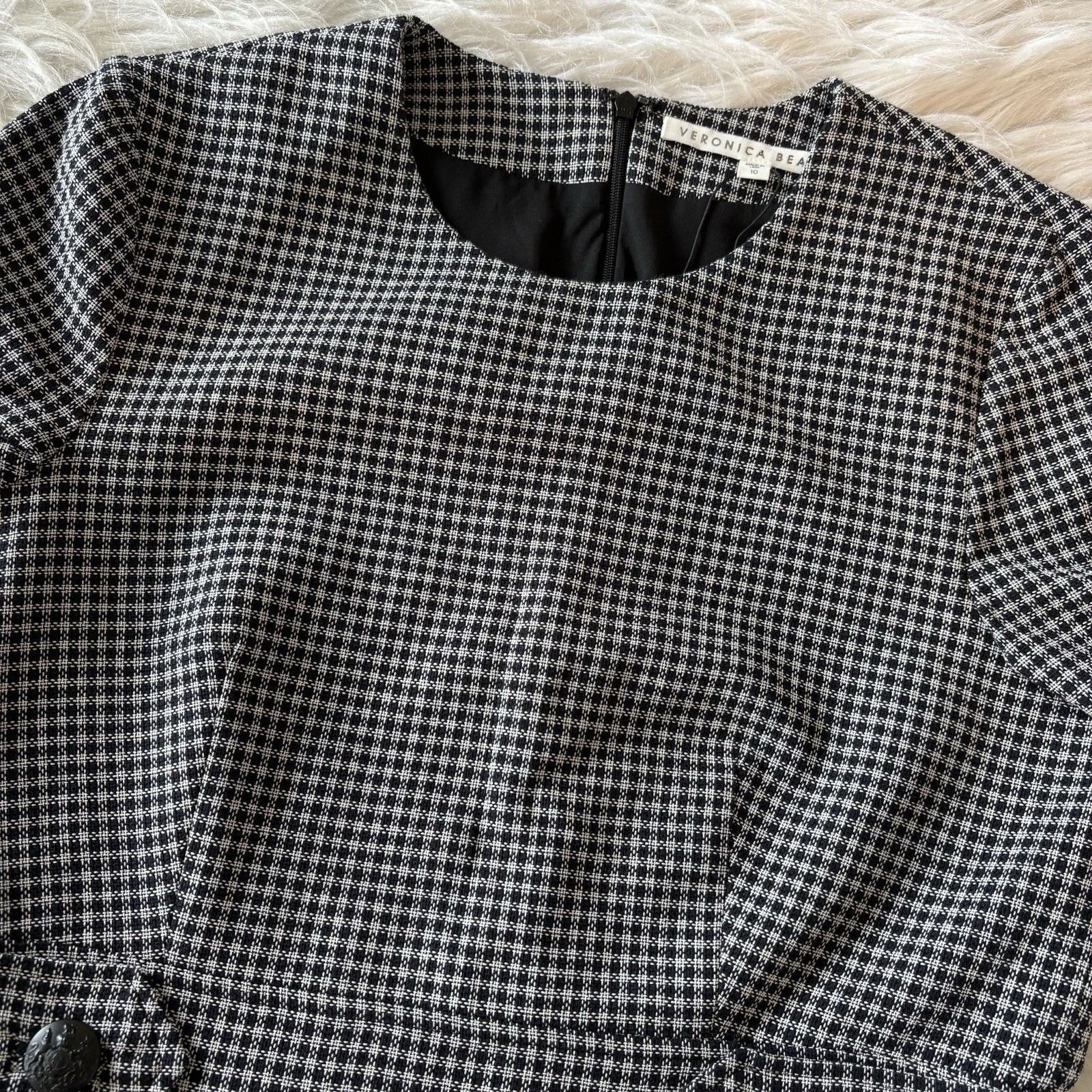 Veronica Beard Teddi Sheath Dress Black & White Check