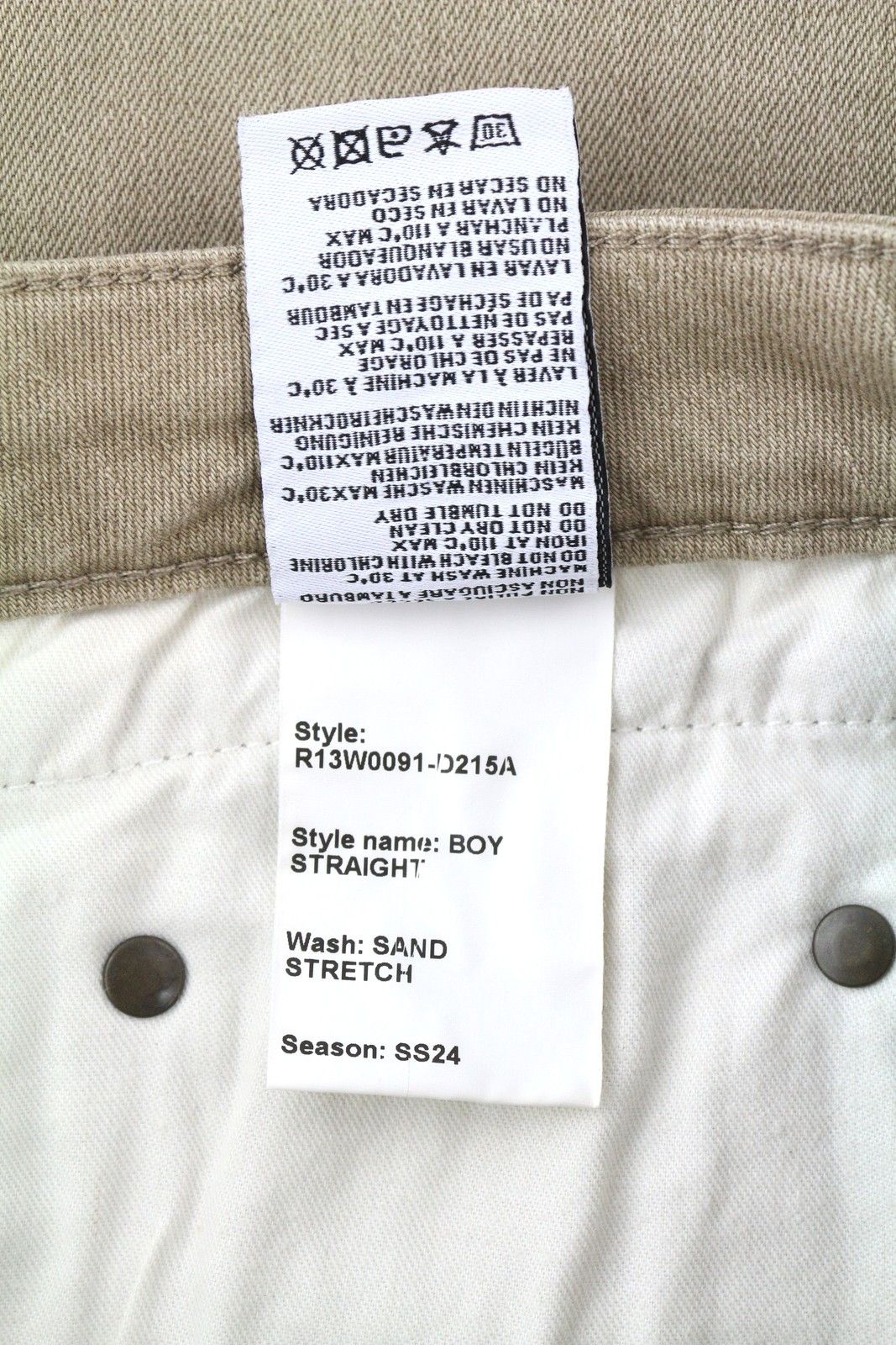 R13 BOY STRAIGHT 30 Sand Stretch Faded Ankle RRP549 86616 Size 30" / US 8 / IT 44 - 10 Thumbnail