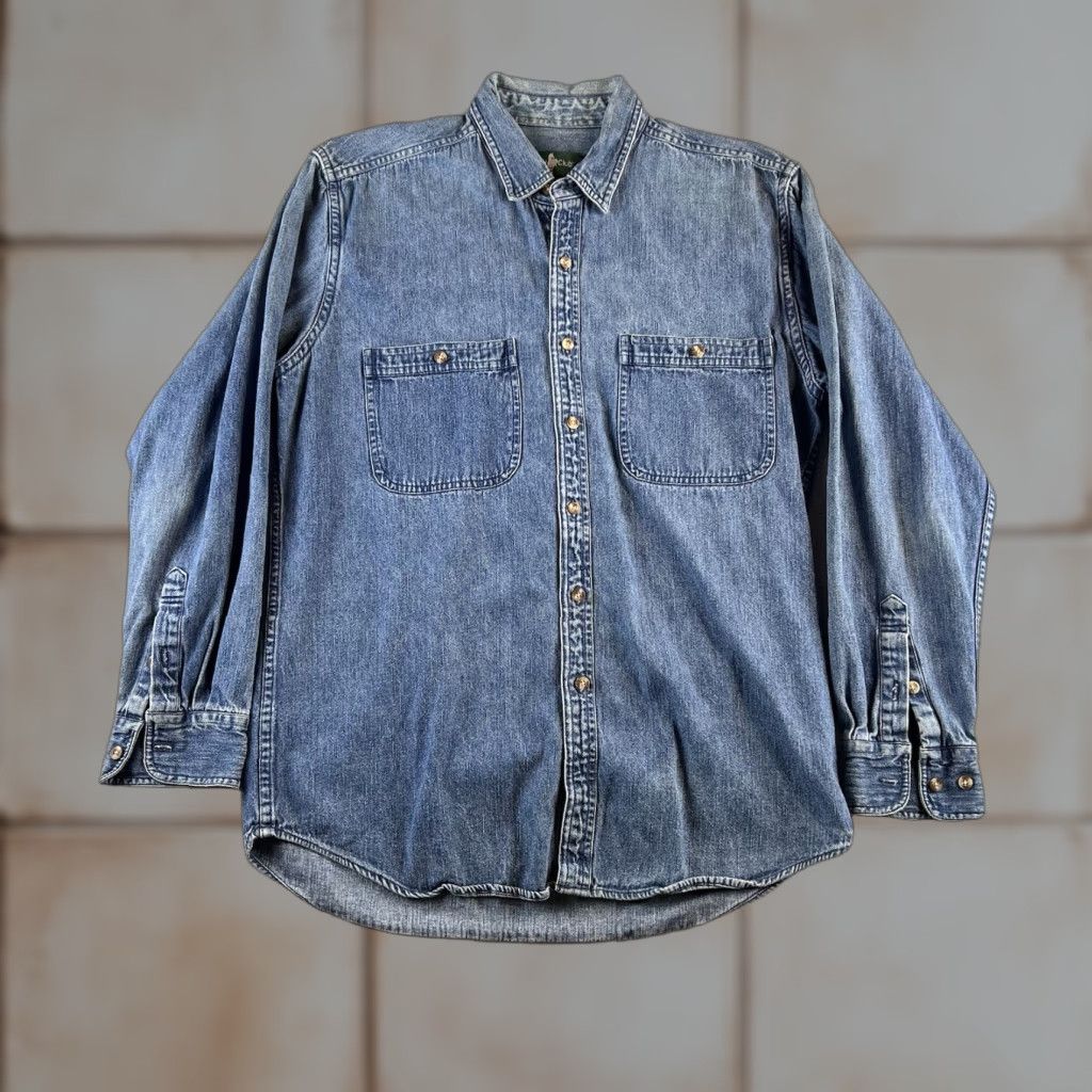 Denime Hunt Club Shirt Denim 100% Cotton Button-Down Shirt M Denim Men 90s Vintage Shacket? Size US M / EU 48-50 / 2 - 1 Thumbnail