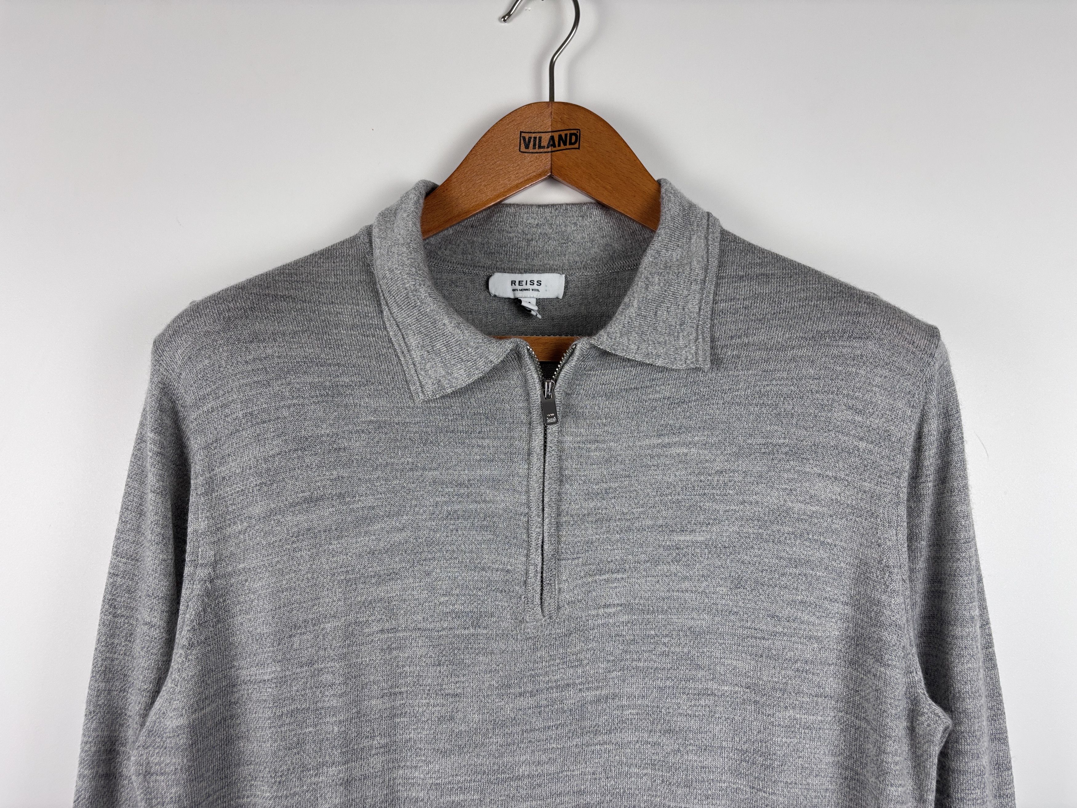 Reiss Mens Reiss Merino Wool 1/4 Zip Sweater Jumper Gray Size M Size US M / EU 48-50 / 2 - 2 Thumbnail