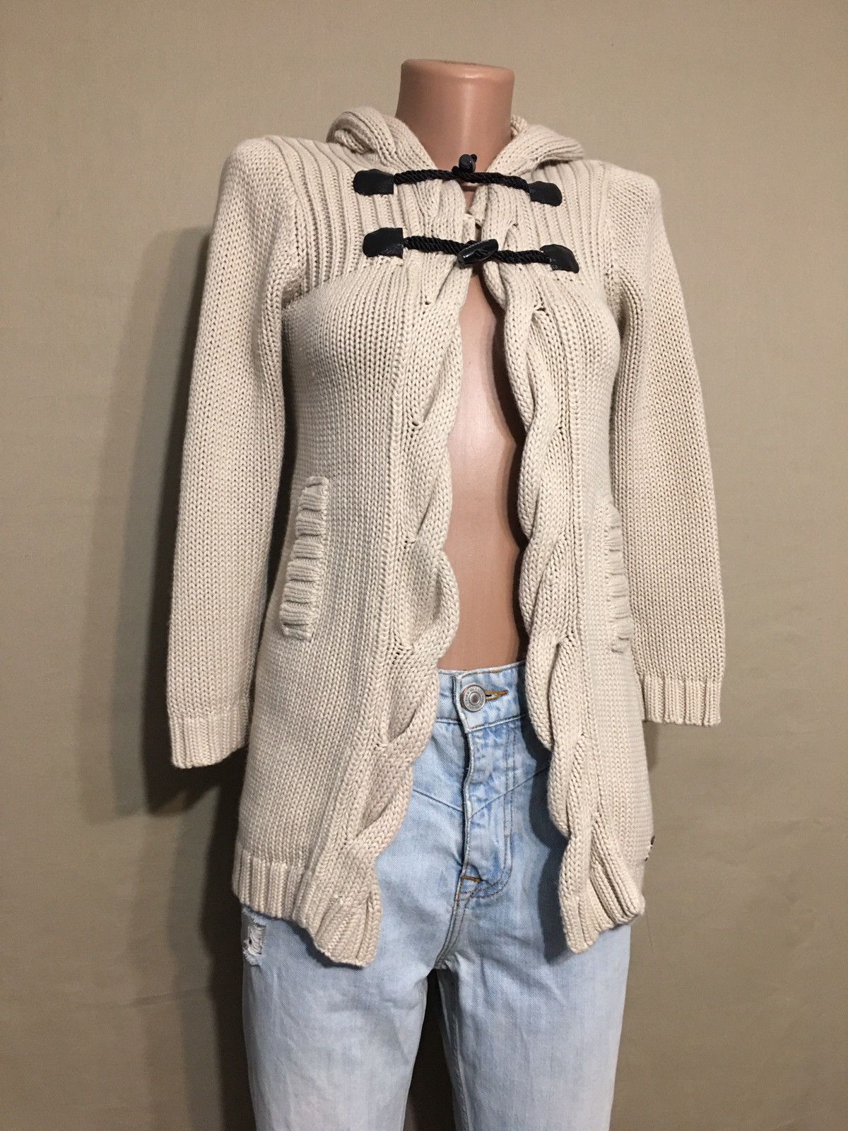 image of Burberry Beige Cotton Angora Knit Teens Cardigan, Women's (Size XS)