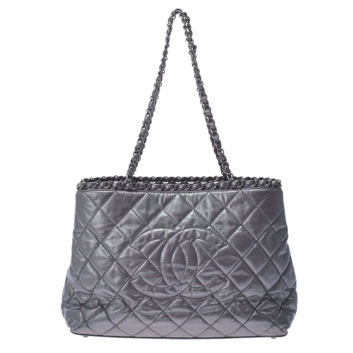 Chanel Chain Me Gray/Vintage Silver Hardware Aged Calfskin Tote Bag