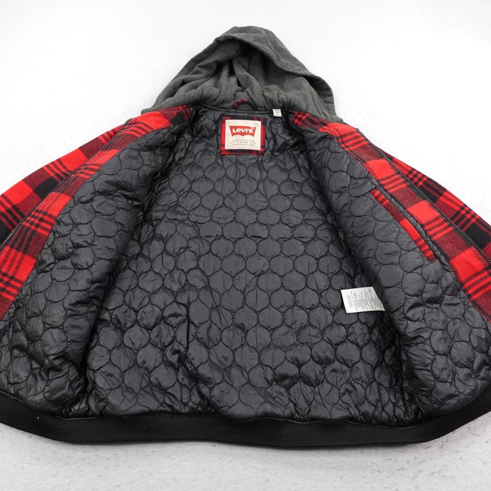 Levi's Levi's Jacket Men XL Red Plaid Wool Blend Quilt Lined Insulated Hooded Parka Coat Size US XL / EU 56 / 4 - 7 Thumbnail