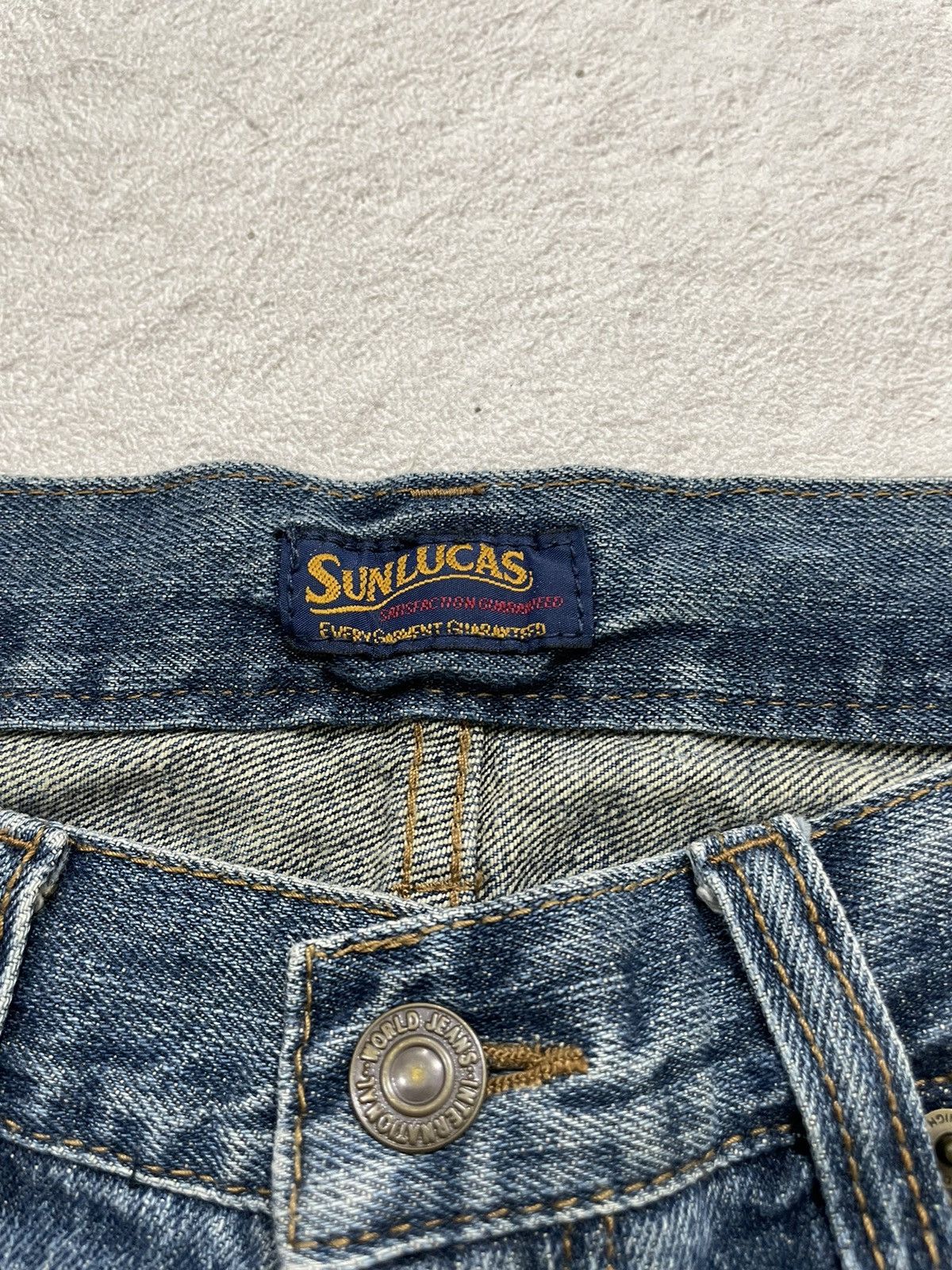 Le Grande Bleu (L.G.B.) 2000s Sunlucas Embellished Denim Jorts Detailed Back Pockets Size US 30 / EU 46 - 7 Thumbnail