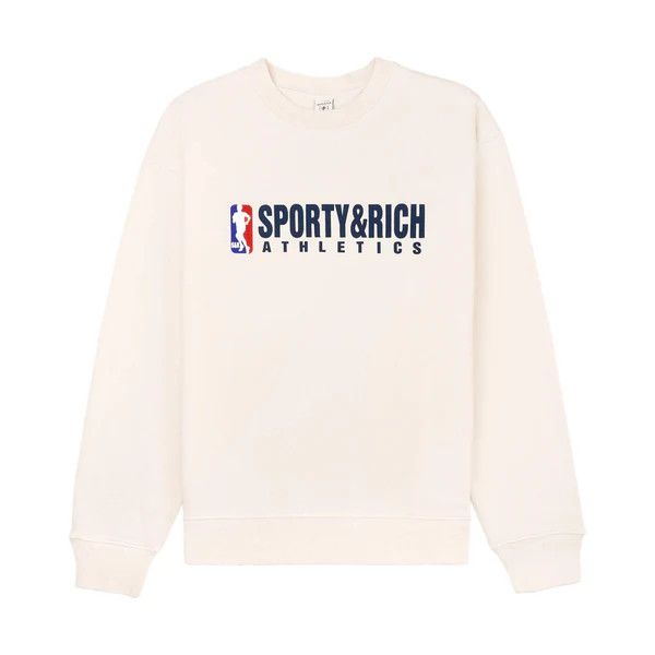 Sporty & Rich o1mle0525 Team Logo Crewneck Sweatshirt in Cream Size S / US 4 / IT 40 - 1 Thumbnail