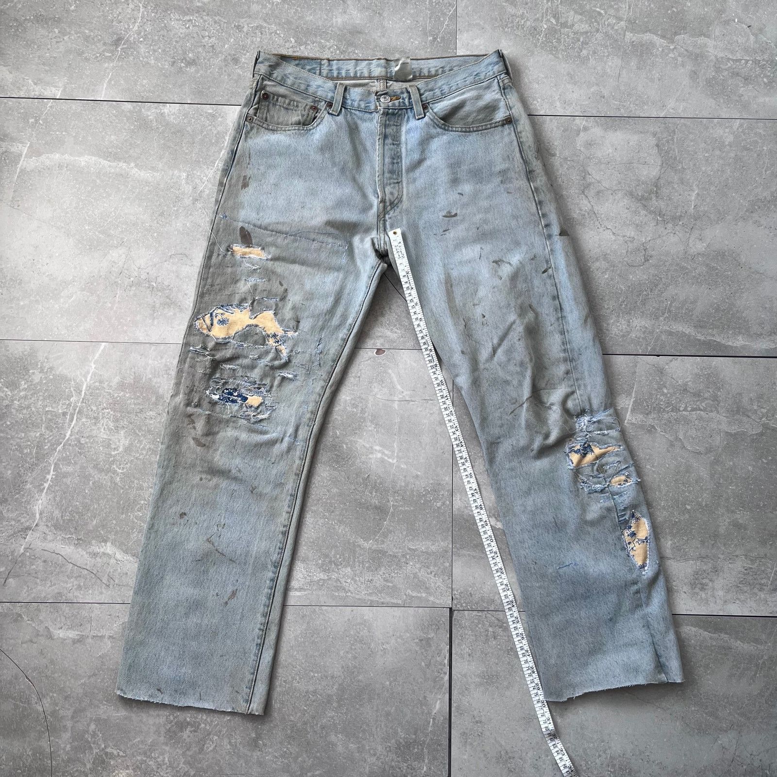Levi's Vintage Levi’s 501 Custom Patchwork Jeans – Coffee-washed Size US 32 / EU 48 - 6 Thumbnail