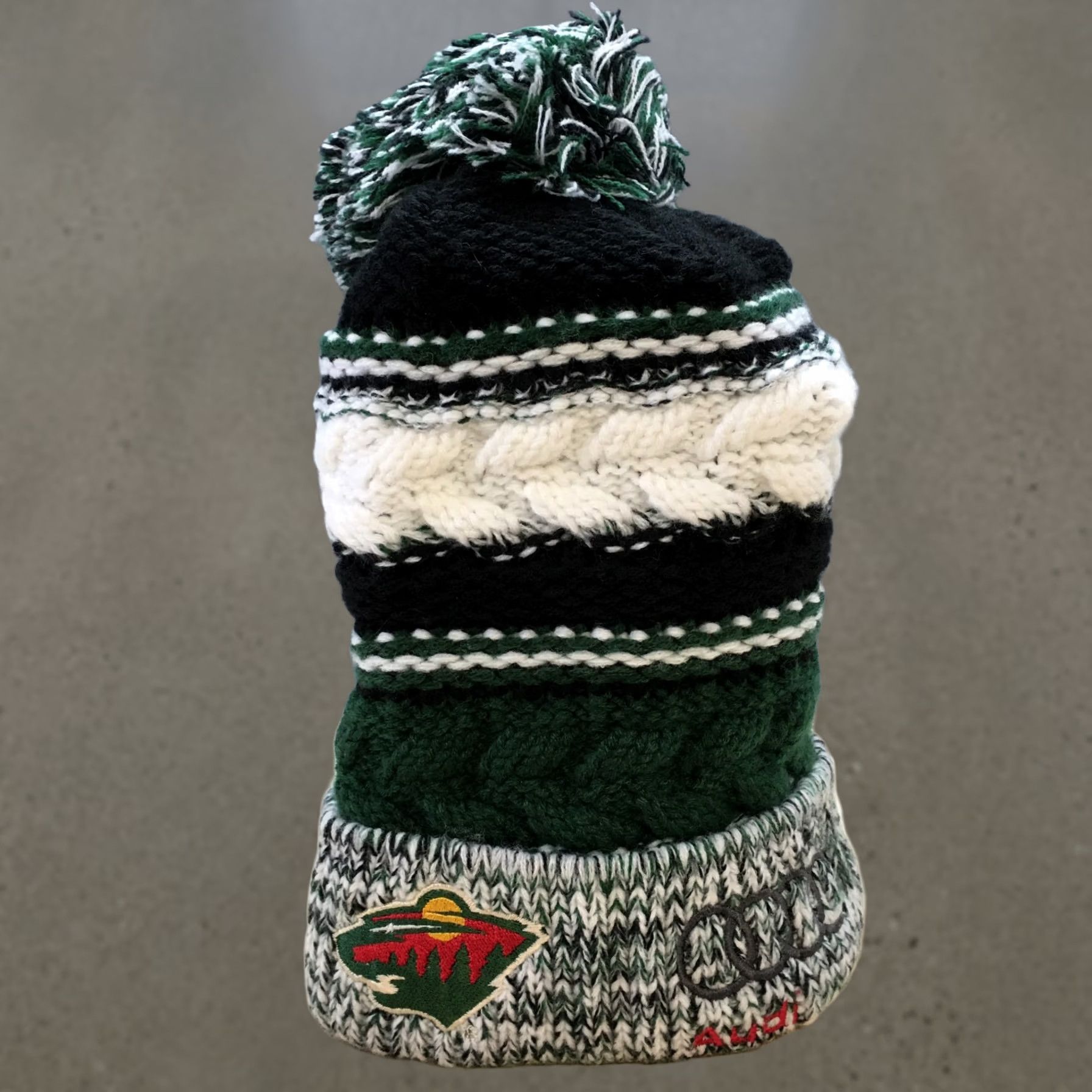 Vintage Minnesota Wild Sport Tek Pompom Beanie Hat Mens Green OS Embroidered Logo Knit Size ONE SIZE - 1 Thumbnail