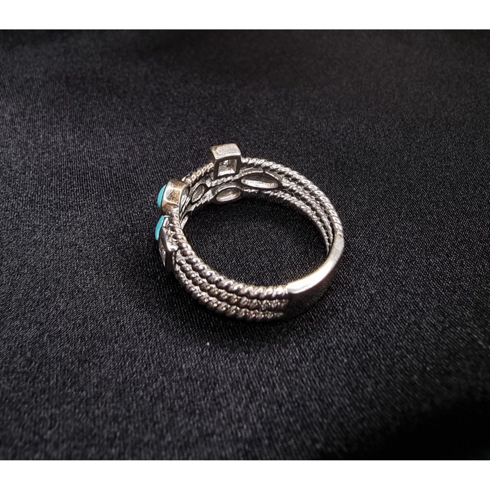 Other Vintage 925 Sterling Silver Faux Turquoise & CZ Multi-Stone Size ONE SIZE - 5 Thumbnail