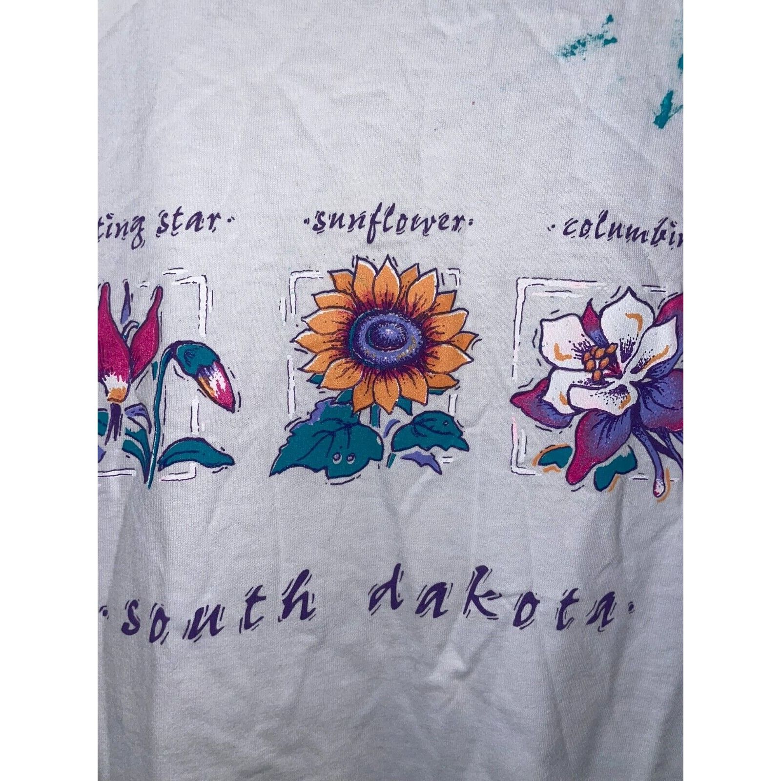 Jerzees Vintage Misprint Shirt South Dakota Flowers White Test Print Size US M / EU 48-50 / 2 - 3 Thumbnail