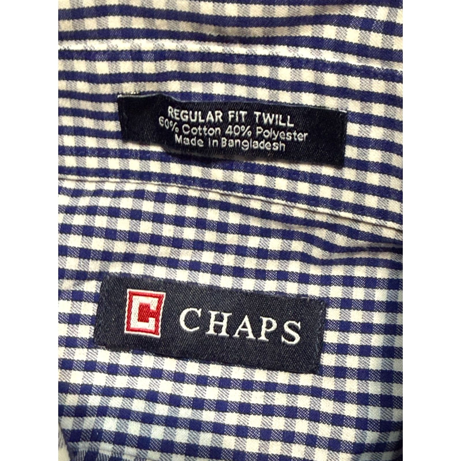 Chaps CHAPS Shirt Men's L Blue White Checkered Long Sleeve Button-Up Shirt Size US L / EU 52-54 / 3 - 6 Thumbnail
