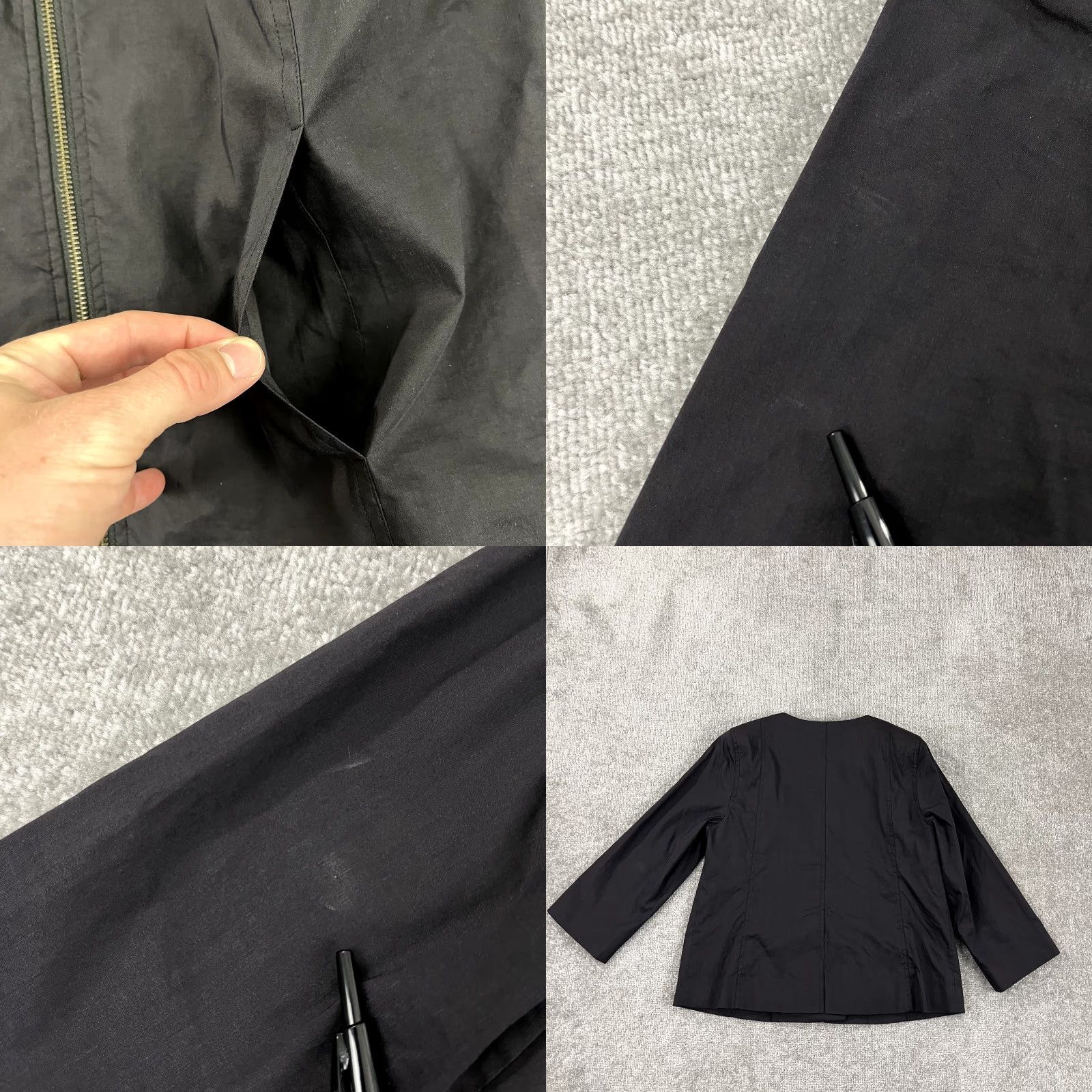 Eileen Fisher EILEEN FISHER Jacket Womens Small Black Ramie Silk Lined Full Zip 3/4 Sleeve Mid-Length Pockets Size S / US 4 / IT 40 - 8 Thumbnail
