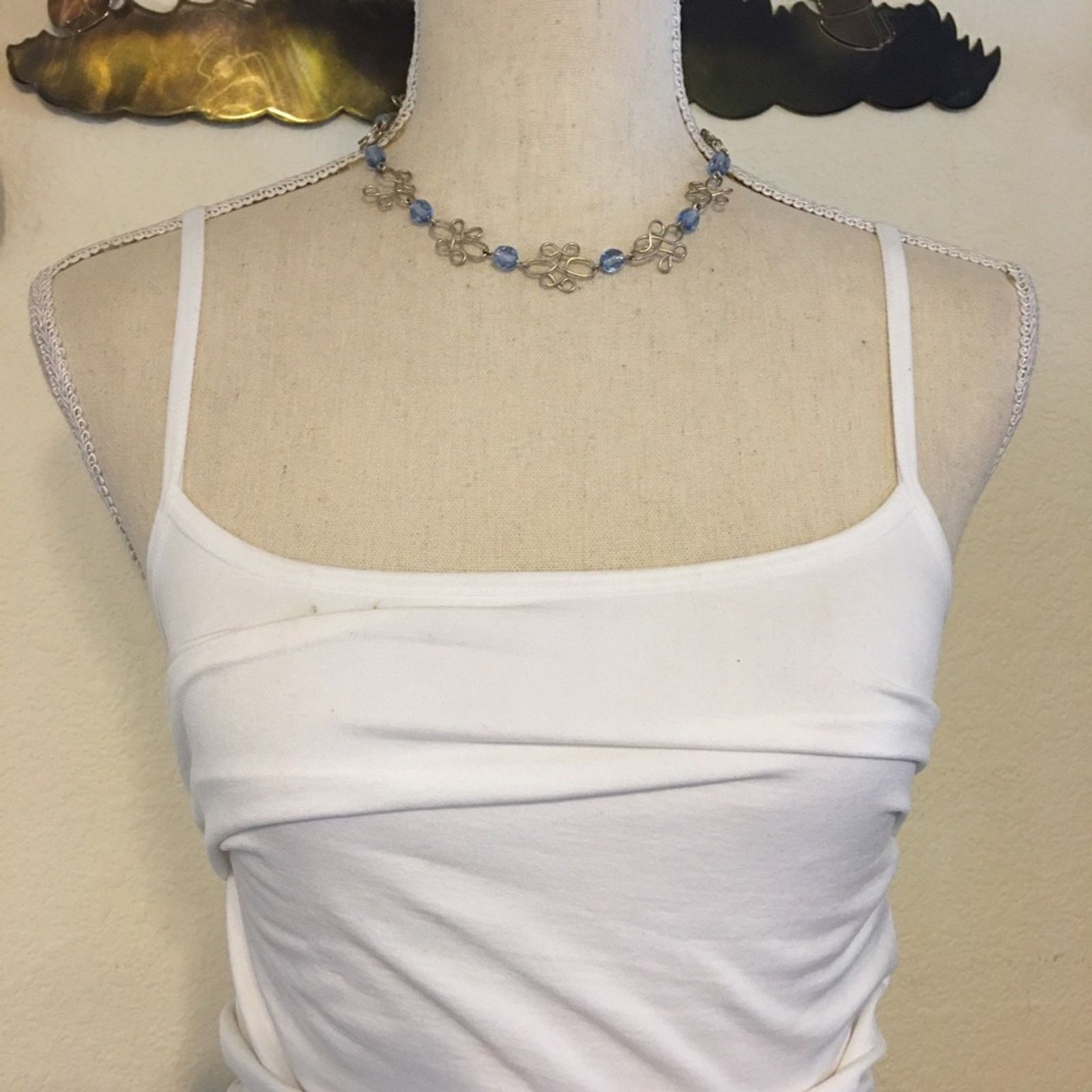 Jewelry Silver scroll design blue faceted bead necklace Size ONE SIZE - 3 Thumbnail