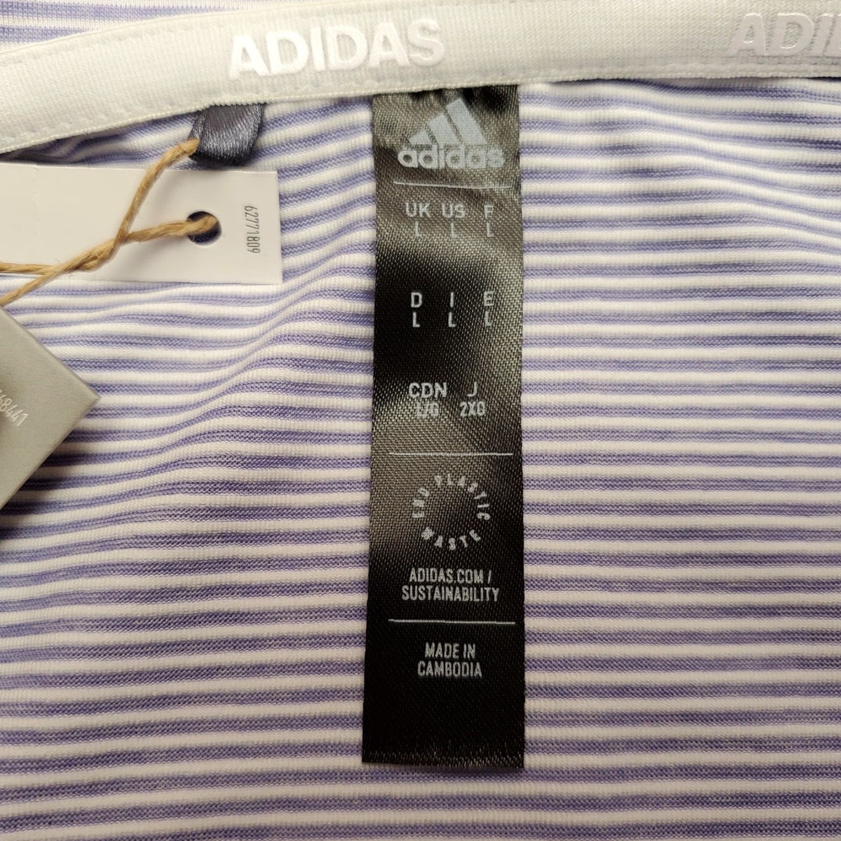 Adidas Adidas Shirt Mens L Purple Stripe Polo Polyester Performance Short Sleeve Golf Casual Men's Polo Shirt Size US L / EU 52-54 / 3 - 5 Thumbnail