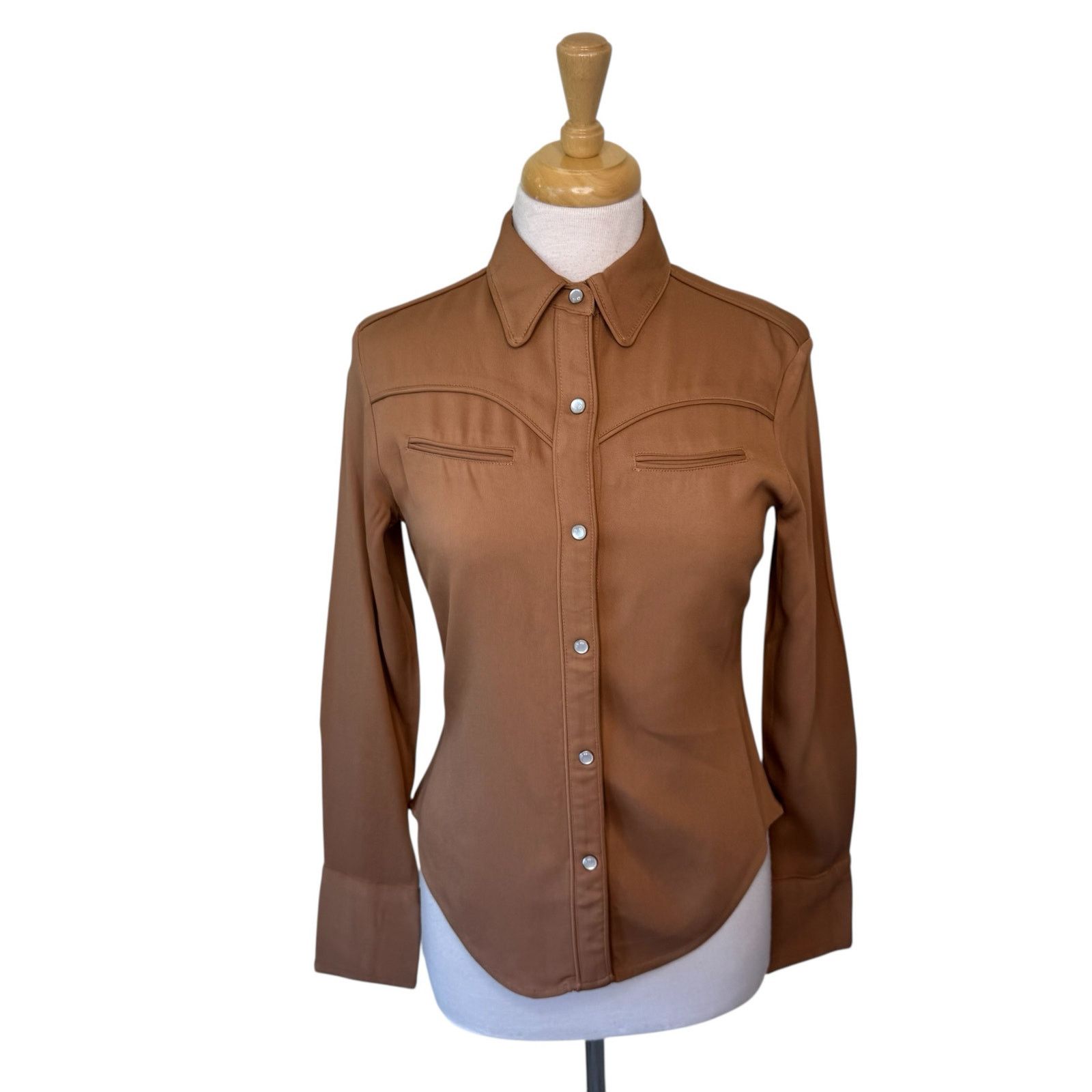 Rag & Bone Rag & Bone Cleo Snap-Front Work Shirt Brown Size XS Size XS / US 0-2 / IT 36-38 - 2 Thumbnail