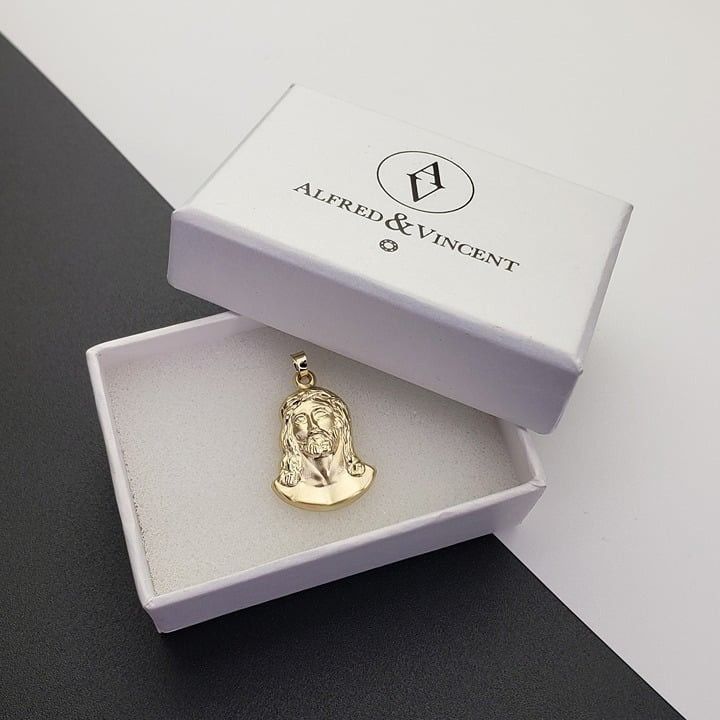 Face / Head of Jesus Charm Pendant in Real 14k Yellow Gold