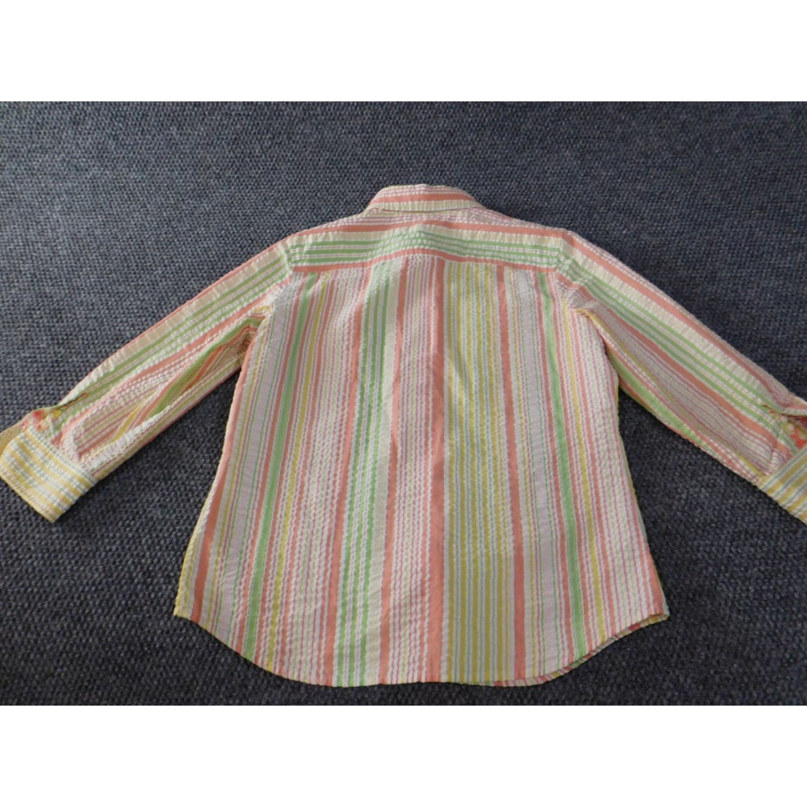 Jones New York Jones New York Button-Up top Petite Womens Striped Long Sleeve Collared Casual Purple Cotton Polyester Rayon Stretch Regular PM Shirt Size M / US 6-8 / IT 42-44 - 7 Thumbnail