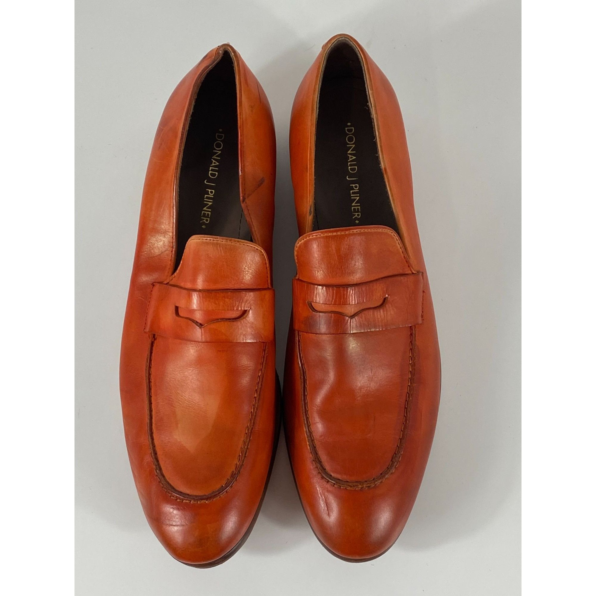 Donald Pliner Donald J Pliner ZAN-D9 Penny Tang Leather Loafers Shoes Oran Size US 10.5 / EU 43-44 - 2 Thumbnail