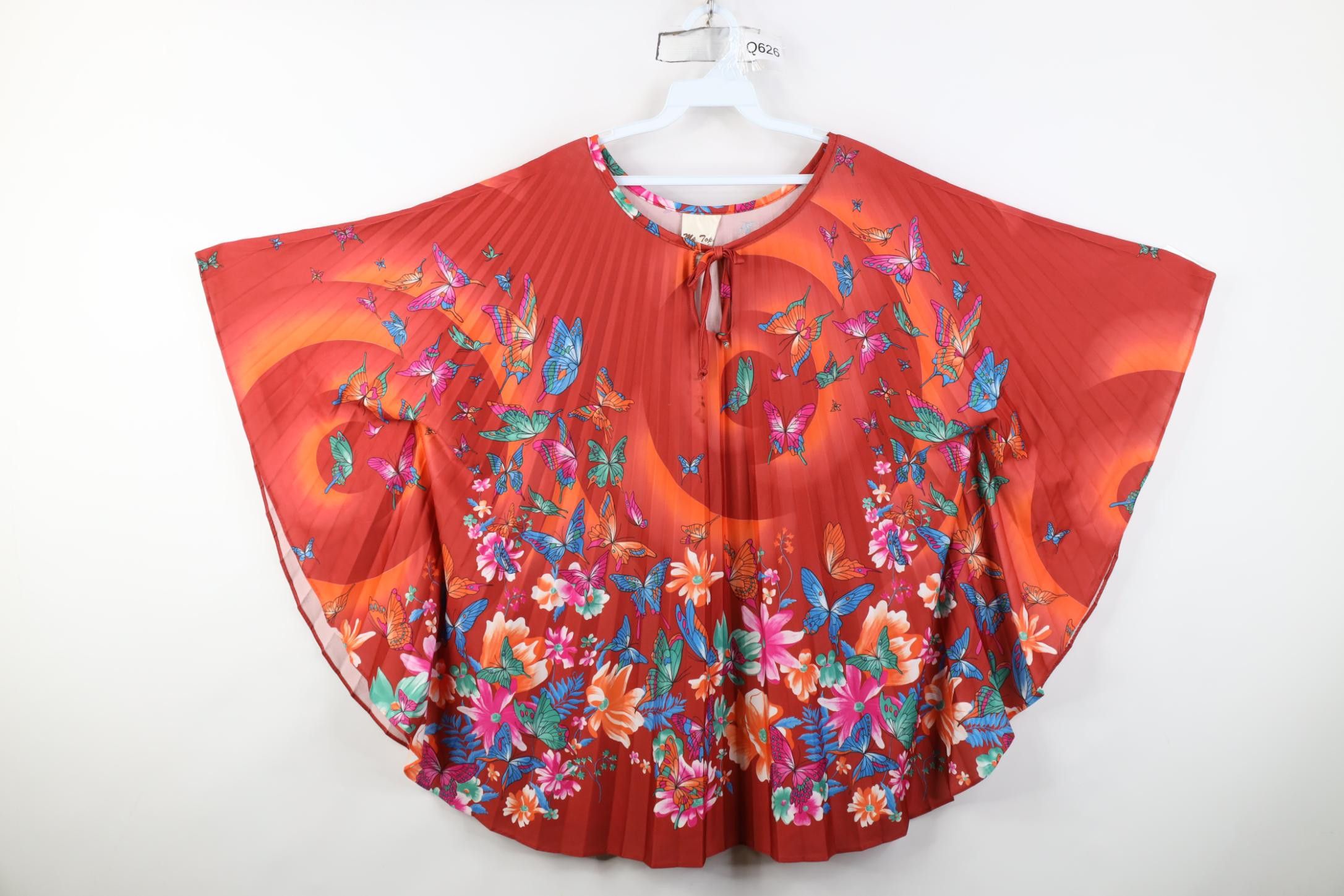 Vintage Vintage 70s Boho Chic Butterfly Flower Cape Shirt USA Size ONE SIZE - 1 Thumbnail