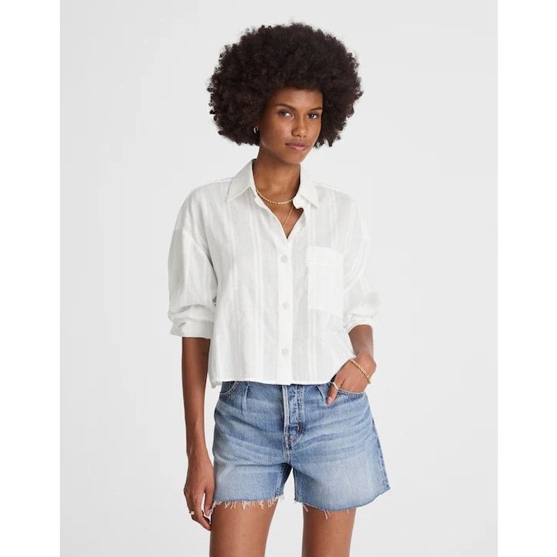 Madewell NWT Madewell Straight-Hem Shirt in Cotton Dobby Size Small Size S / US 4 / IT 40 - 1 Thumbnail
