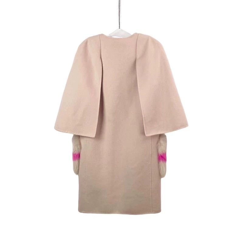 Fendi Fendi size 38 Pink and white cloak fur tweed coat Size US XXS / EU 40 - 2 Thumbnail