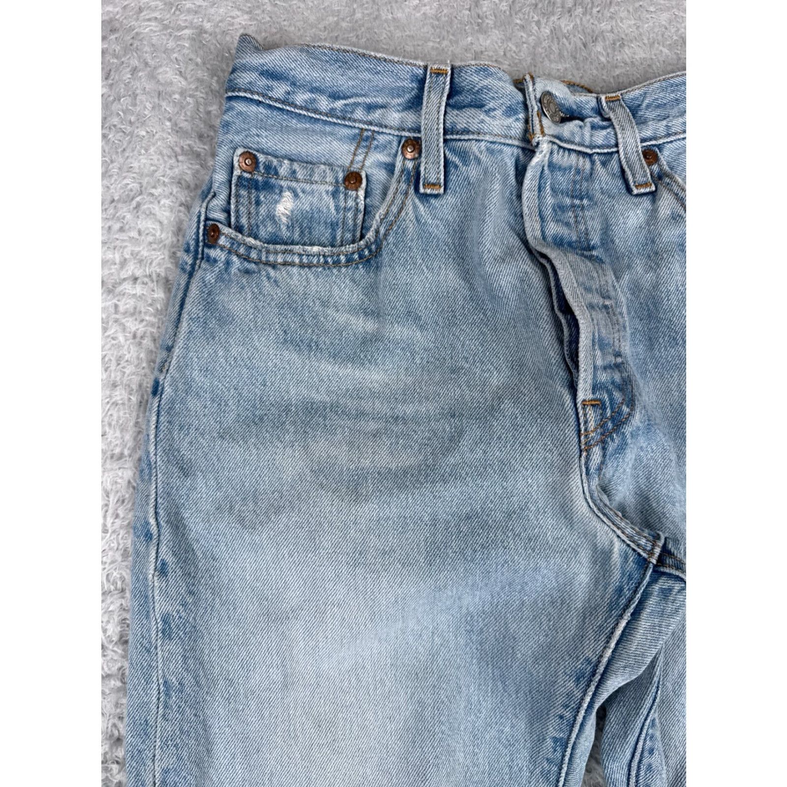 Levi's Levi's 501 Jeans Adult 25 Blue Denim Button Fly Premium Cotton Slim 26x29 Mens Regular 5-Pocket Solid (Medium Wash) Boys? Size US 26 / EU 42 - 5 Thumbnail