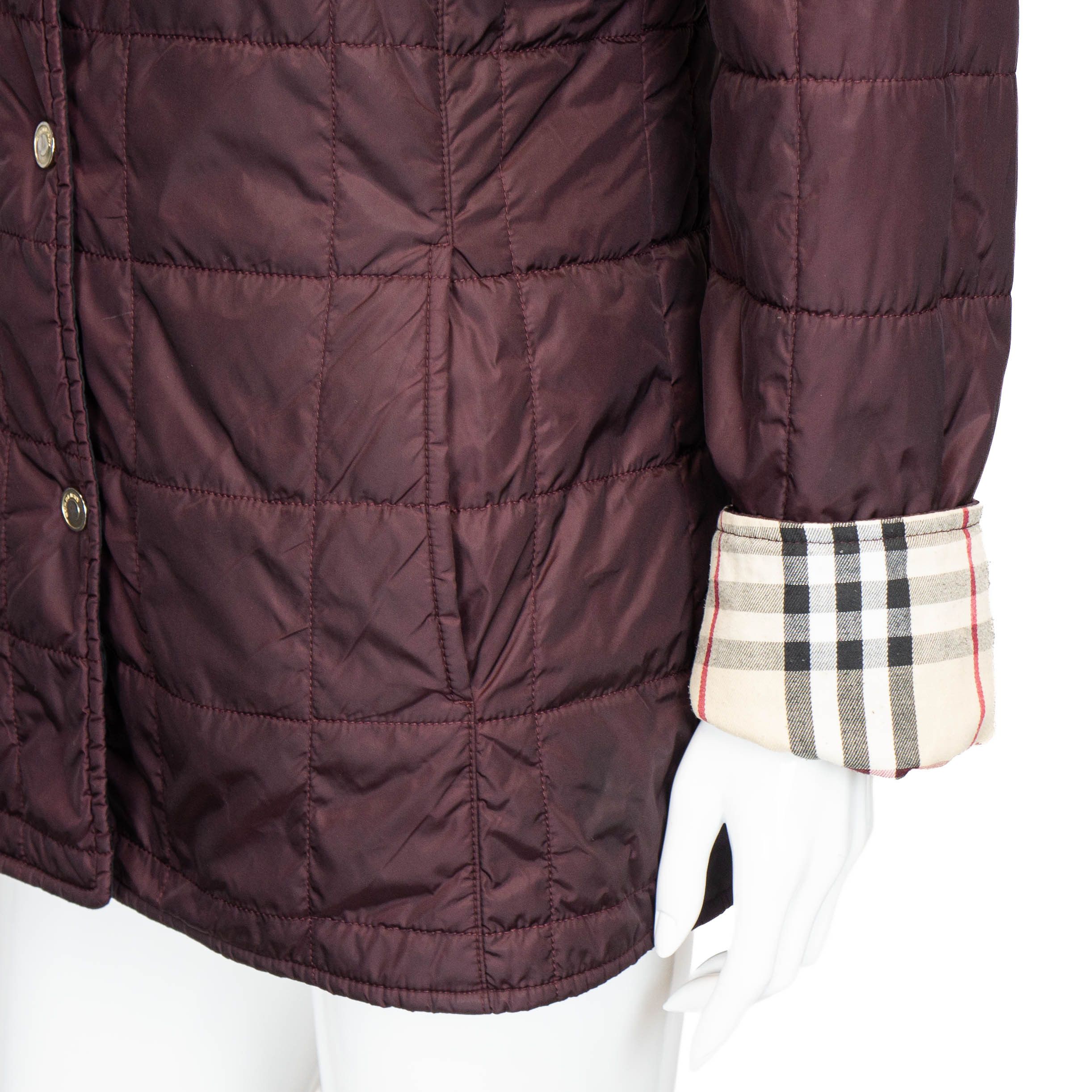 Burberry BURBERRY Check Women Quilted Jacket Burgundy Vintage 90s 00s Size S / US 4 / IT 40 - 6 Thumbnail