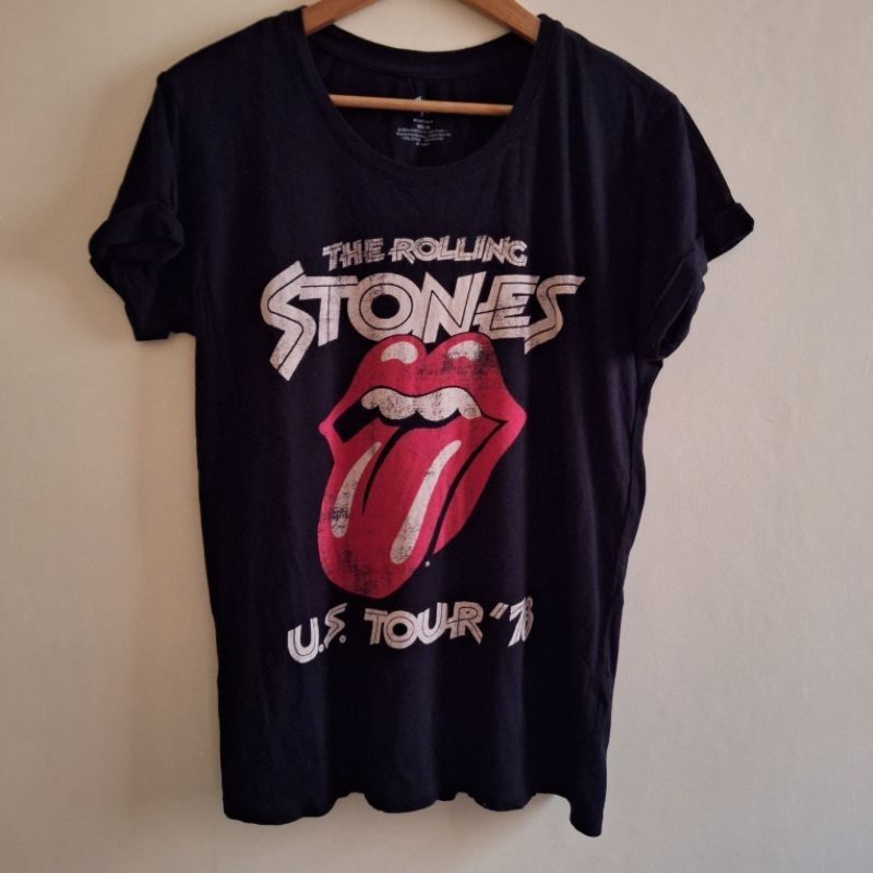 image of Rock T Shirt x The Rolling Stones The Rolling Stone in Black, Men's (Size Medium)