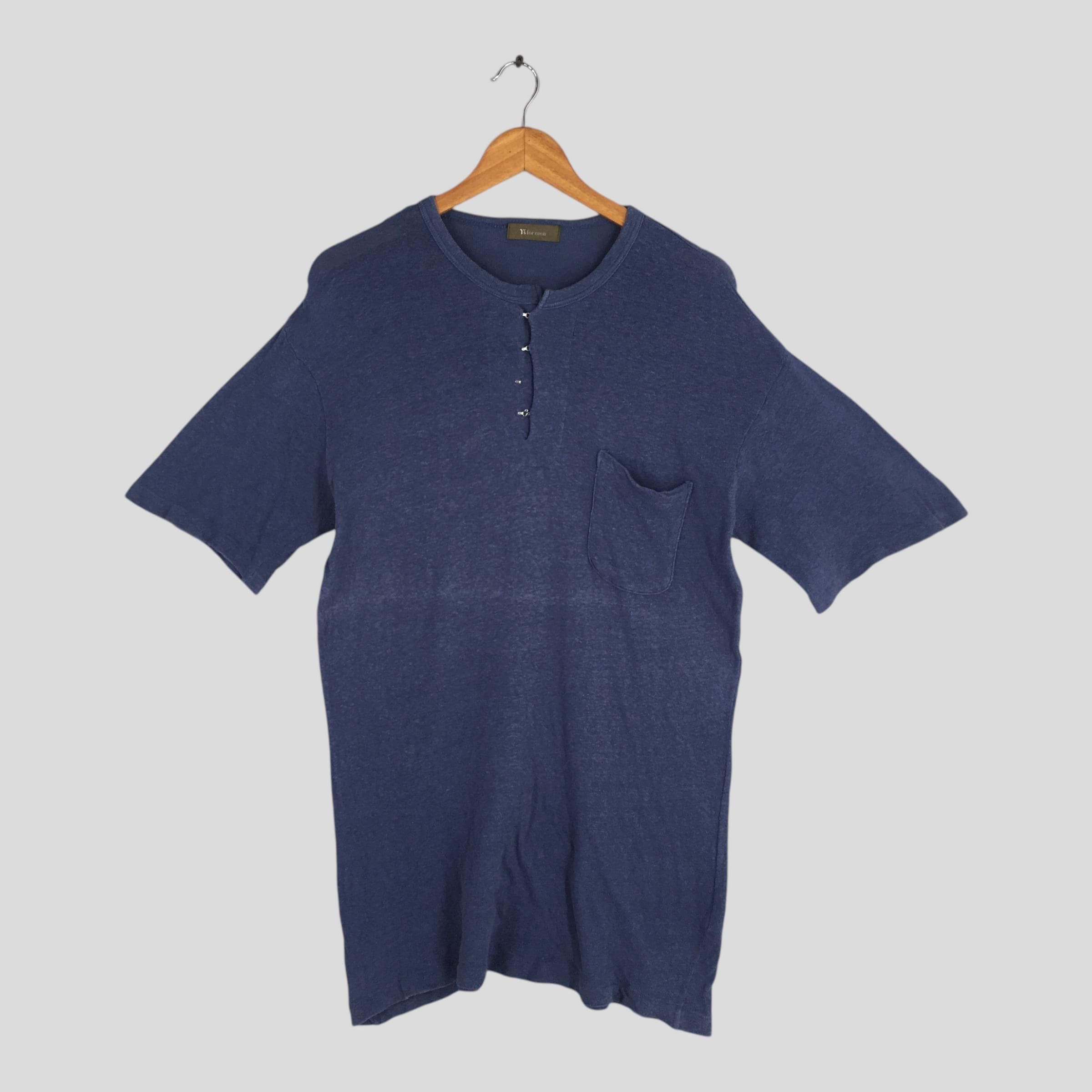 Yohji Yamamoto Vintage Yohji Yamamoto Blue Tshirt Medium Size US M / EU 48-50 / 2 - 1 Thumbnail