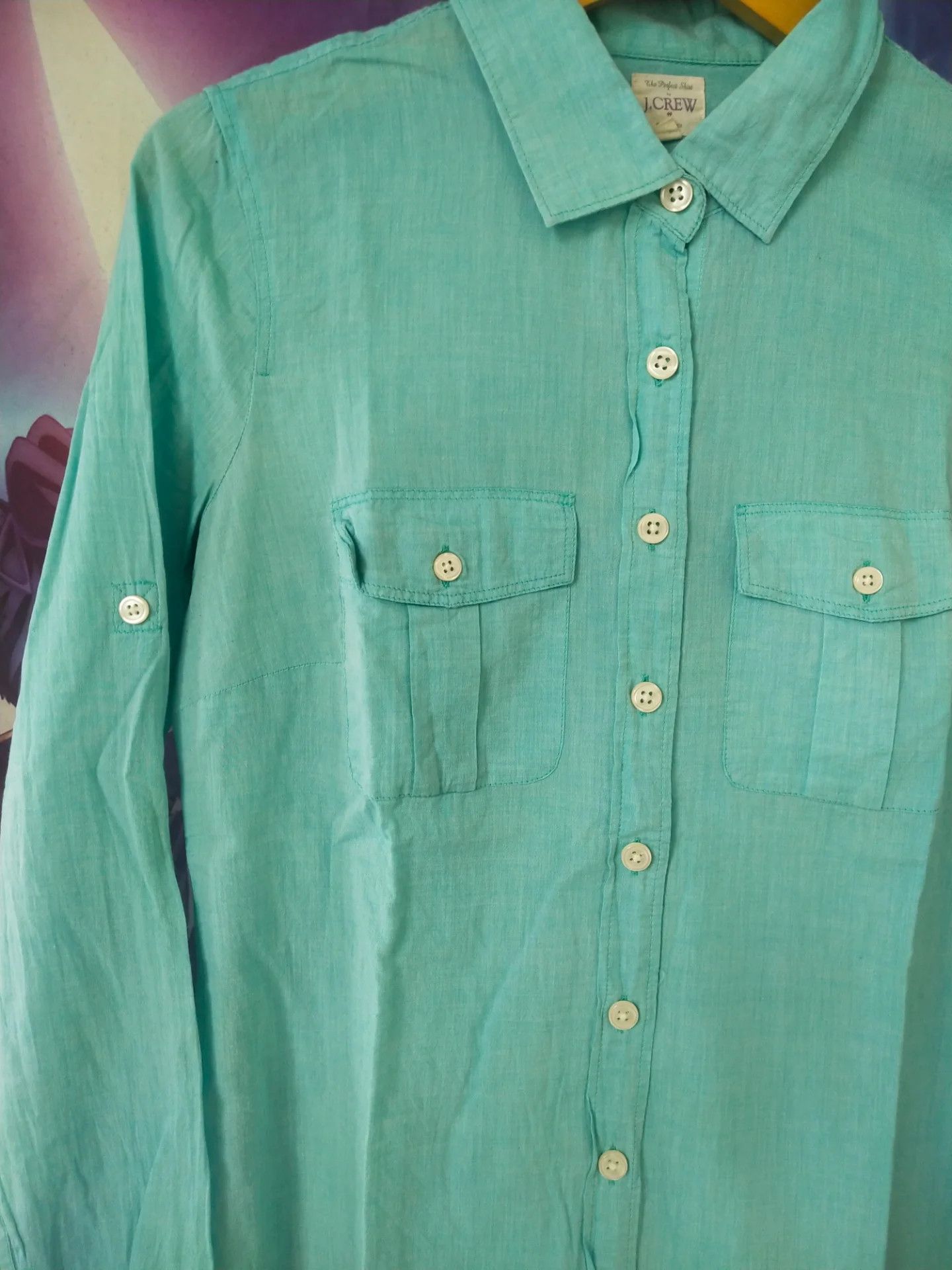 J.Crew J. Crew Teal Green Double Pocket Woman Shirt Size XS / US 0-2 / IT 36-38 - 2 Thumbnail