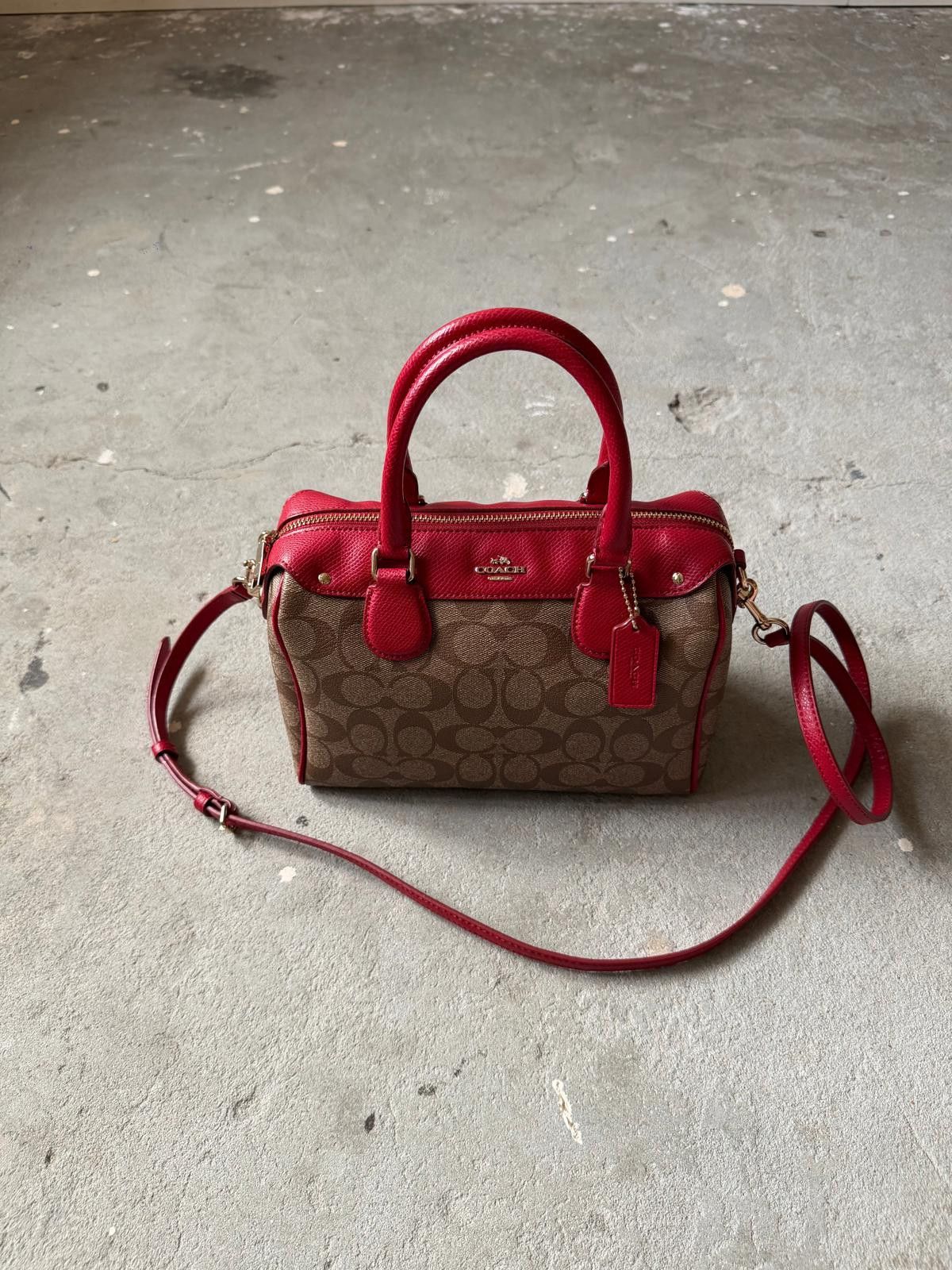 Coach Coach 2Way Bennett Boston Bag Beige/Red Size ONE SIZE - 2 Thumbnail