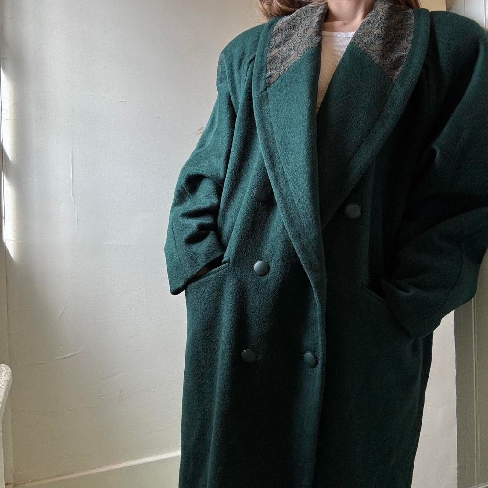 Vintage Vintage Donnybrook Green Long Double Breasted Coat Menswear Size US L / EU 52-54 / 3 - 1 Thumbnail
