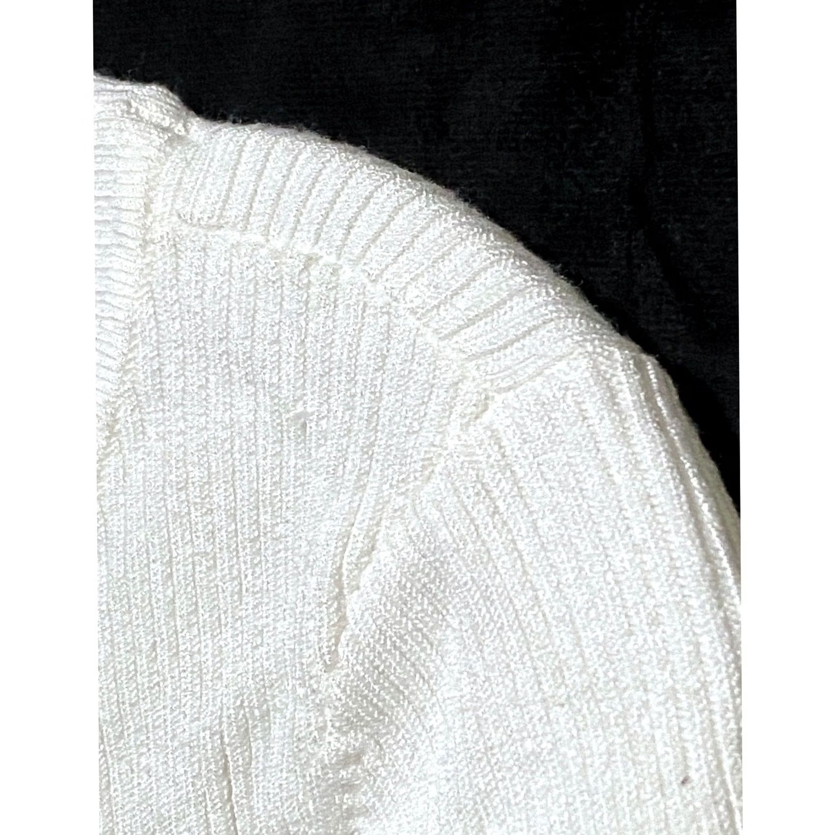 Vintage New York & Company White Ribbed Knit Top S Blouse Women Pullover Casual Workwear Y2K Size S / US 4 / IT 40 - 4 Thumbnail