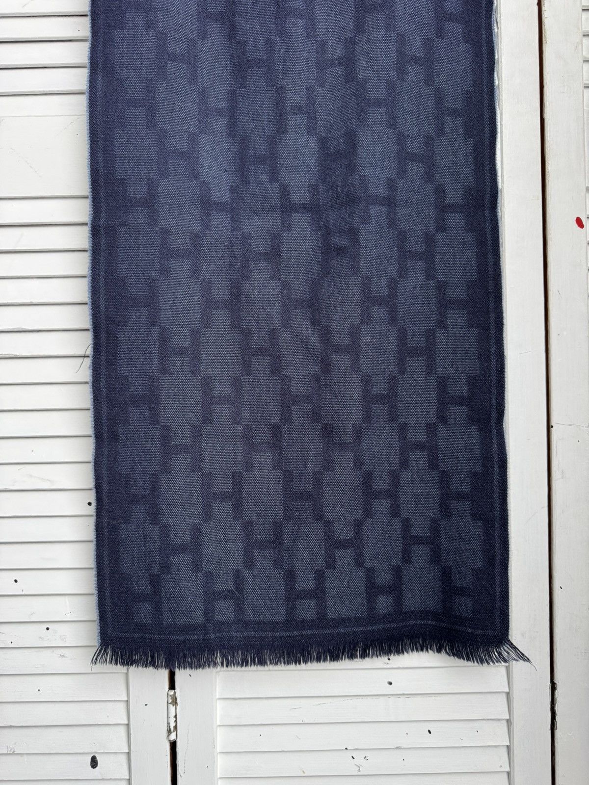 Hackett Hackett London Wool Long Scarf Navy Logo Pattern Size ONE SIZE - 16 Thumbnail