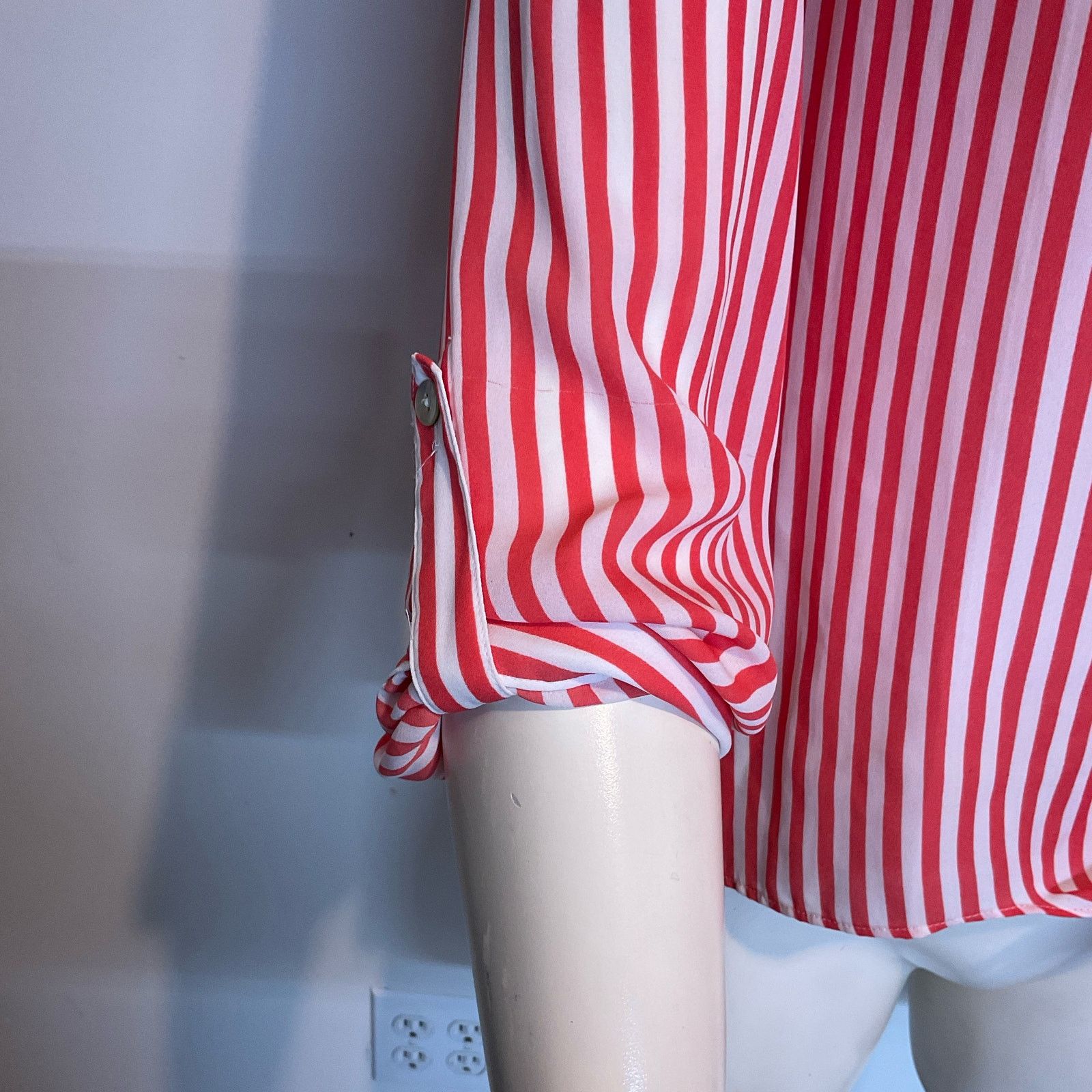 Chicos Chicos Blouse Womens Size 2 Large Coral White Stripe Size L / US 10 / IT 46 - 8 Thumbnail